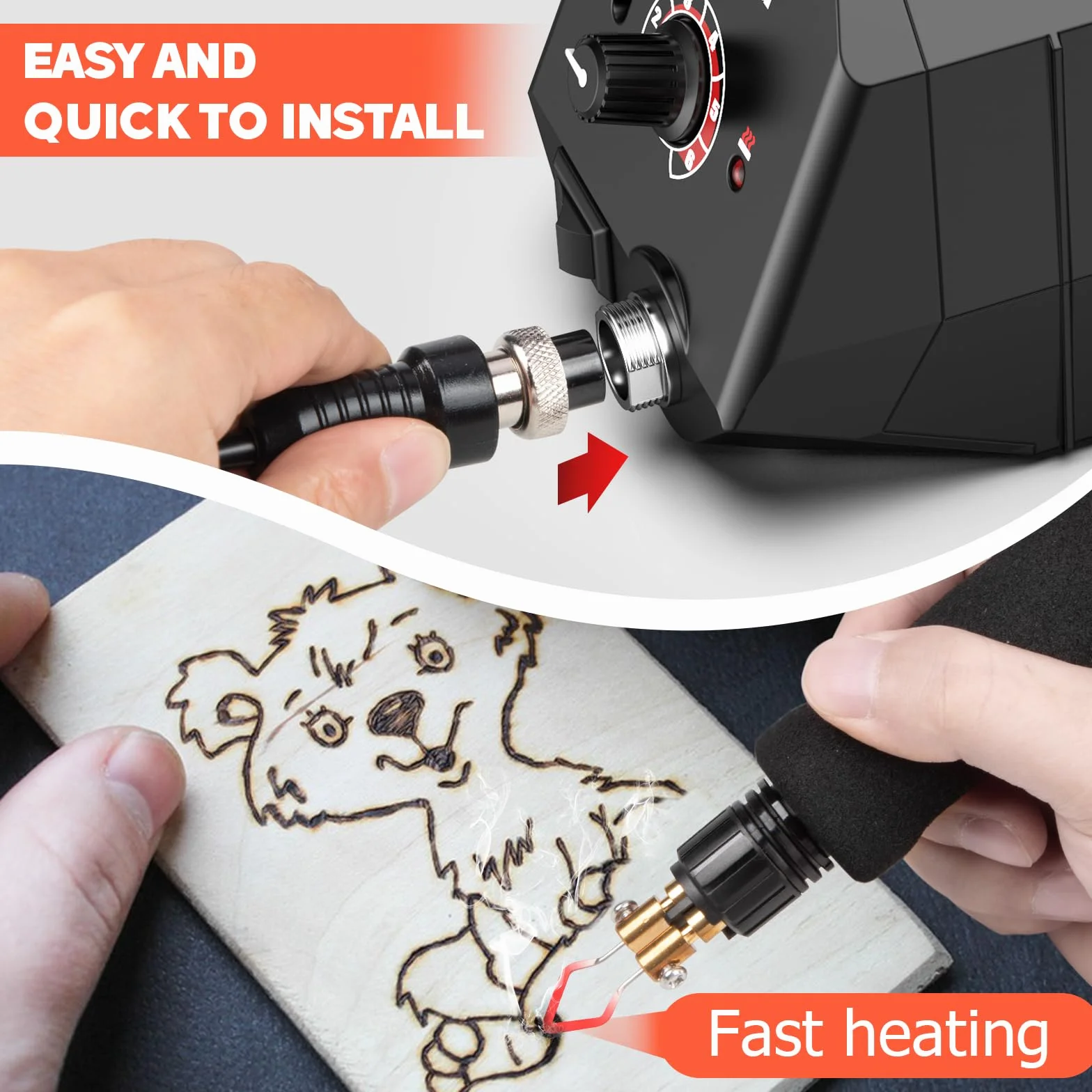 Preciva Kit de Pirograbado de Madera 30W con Temperatura Ajustable 250°C-750°C y 20 Puntas de Alambre - Máquina de Pirograbado Profesional para Madera, Cuero y Más