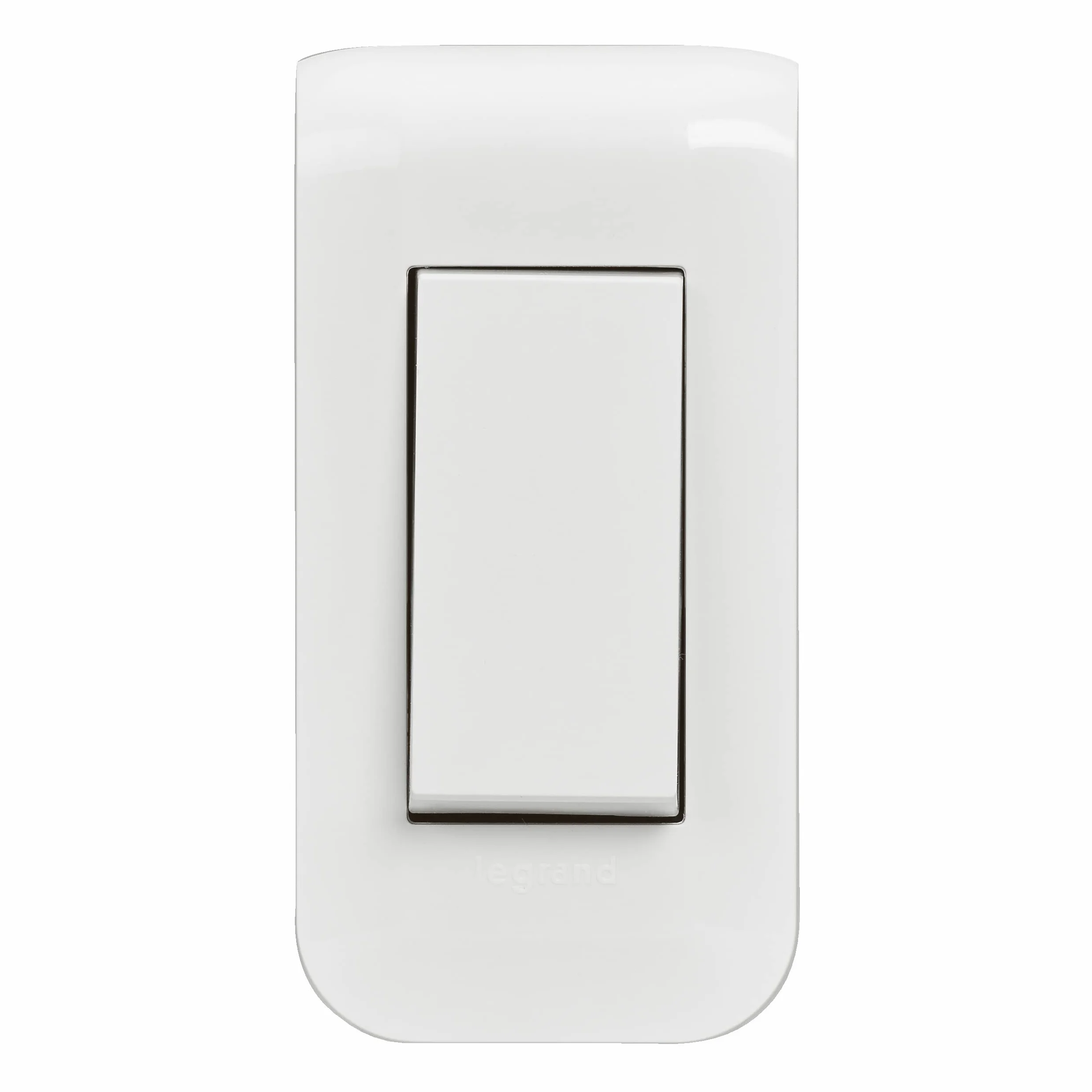 Legrand Mosaic - Interruptor o marcha y vuelta (10 A, estrecho, con placa de empotrado), color blanco