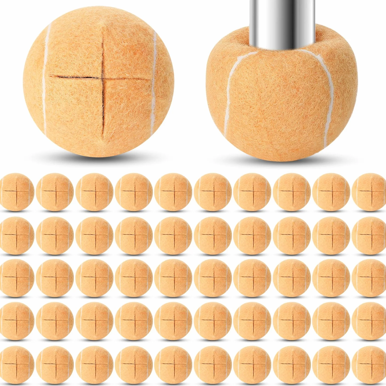 24 pelotas de tenis precortadas para patas de muebles y sillas de protección de suelo, escritorios, pelotas de tenis para sillas, fundas de pie de larga duración (beige)