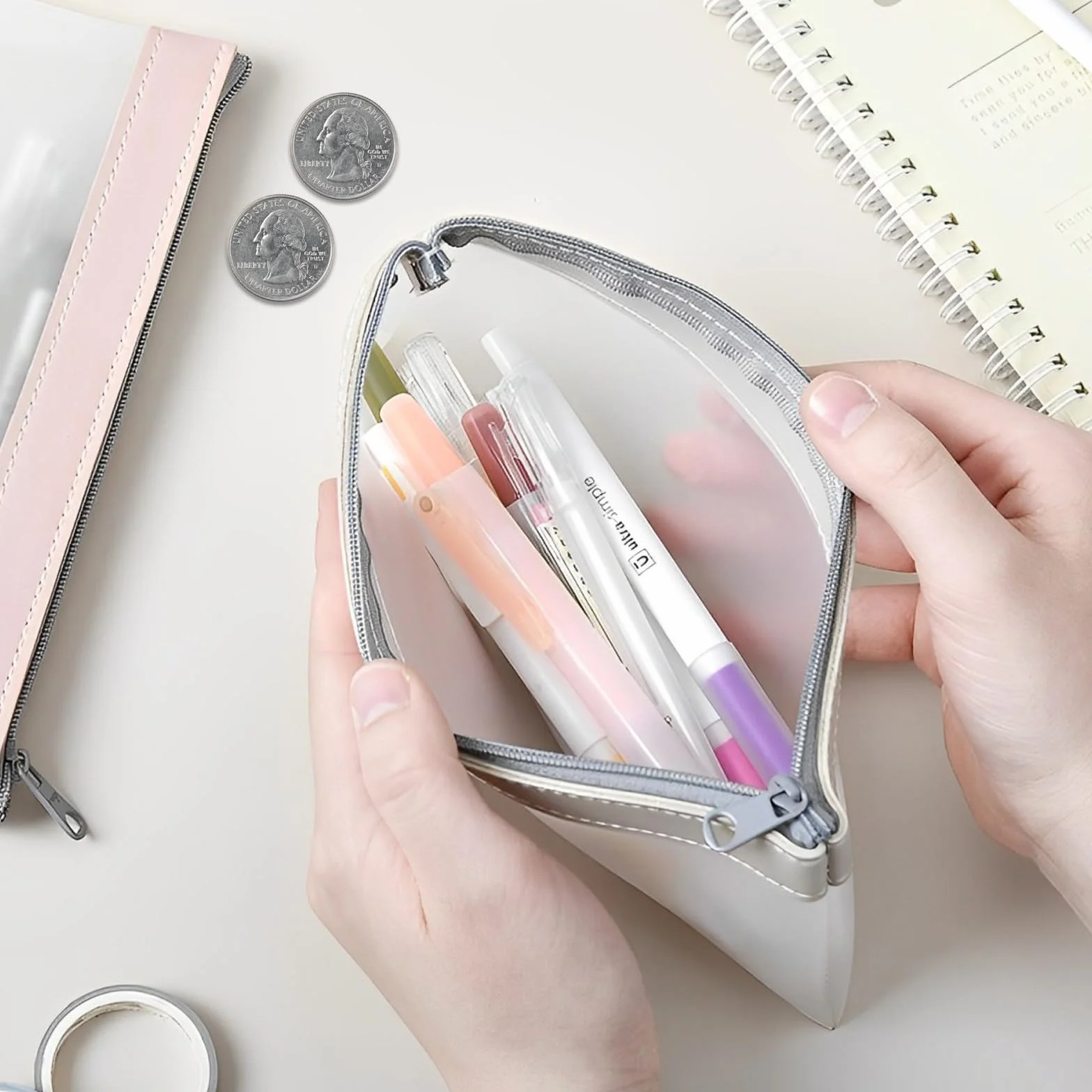 Bolsas de Dinero con Cremallera, Organizador de Efectivo Transparente Multiusos, 6 Piezas