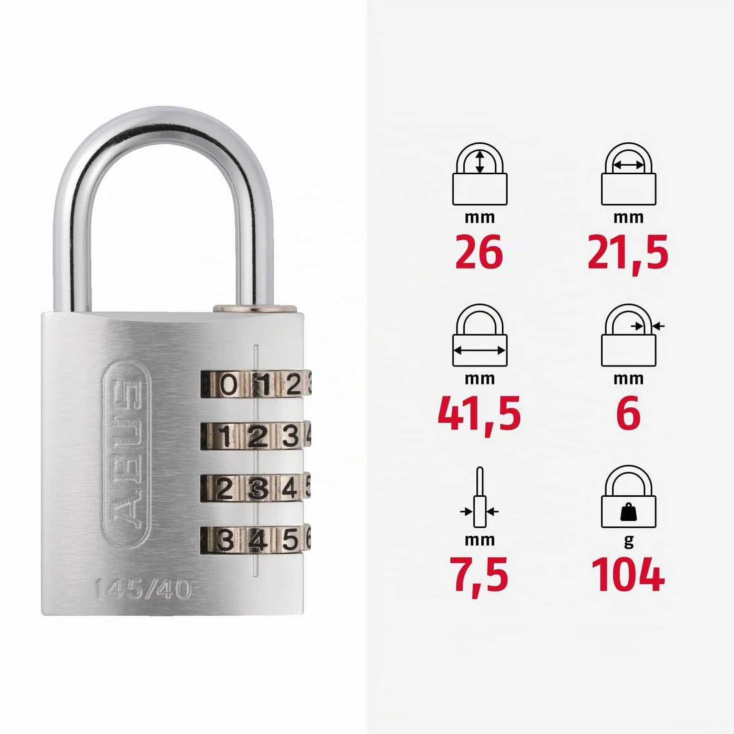 ABUS Candado de combinación 145/40 verde - candado para maletas, taquillas y mucho más - candado de aluminio - código numérico personalizable - nivel de seguridad ABUS 4