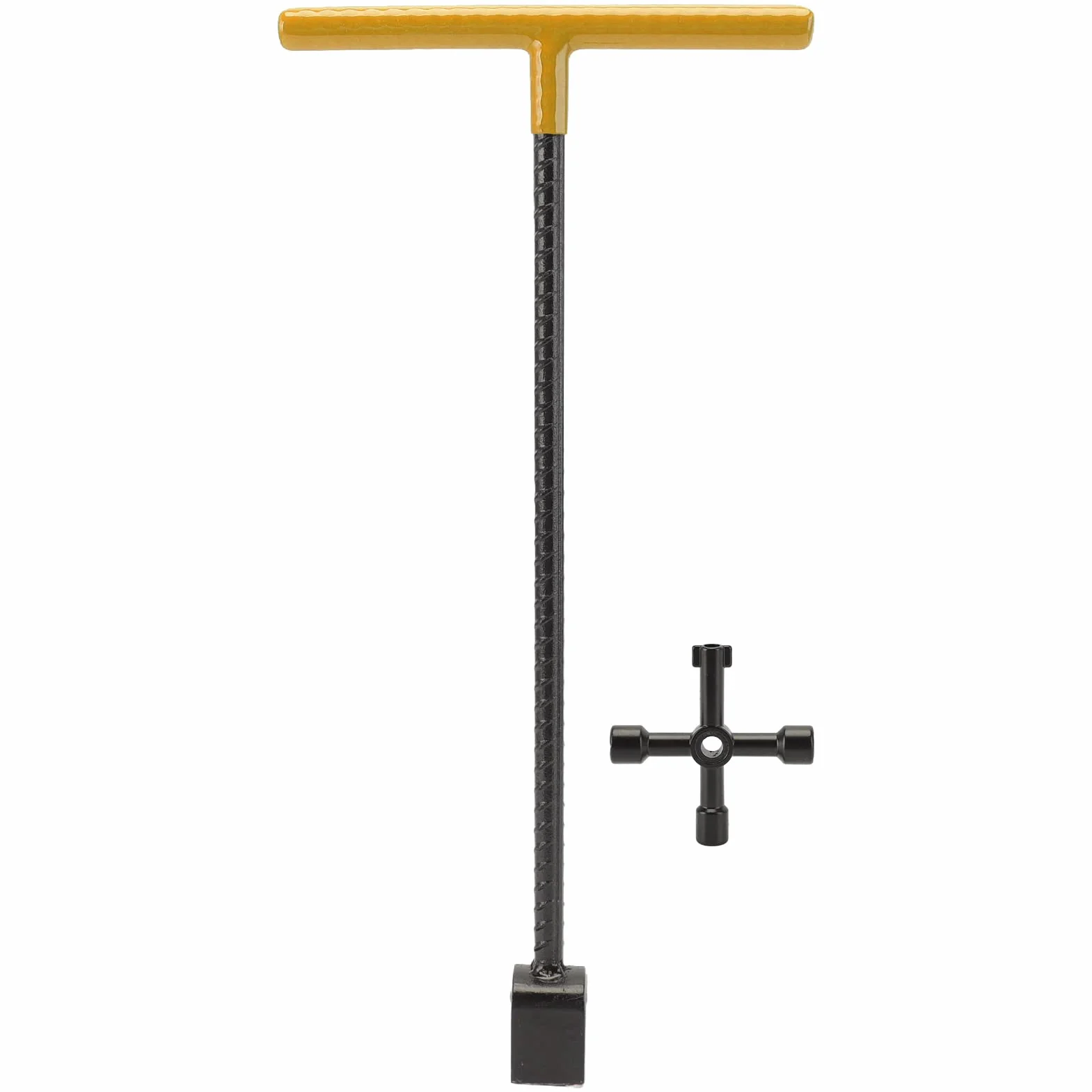 Yosoo Health Gear Llave de Llave para Medidor de Agua de Acero Manija en T Multifunción Curva con Herramienta de Utilidad de 4 Vías para Grifos de Válvulas Multifuncional Incluida Manija en T de