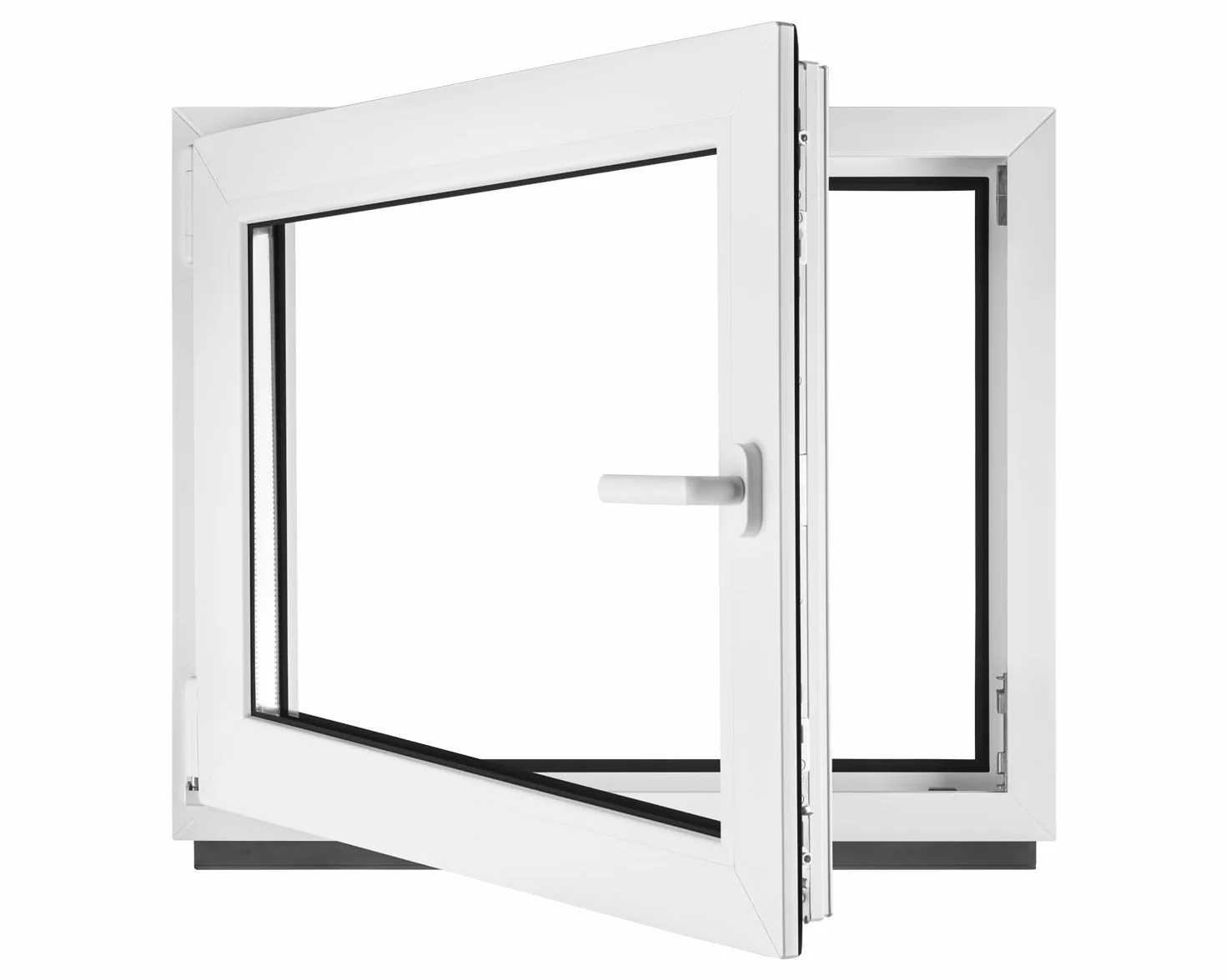 BauPLaza Ventana PVC (reforzado) Ancho x Alto 750 x 450 mm - Blanca - Vidrio Transparente - Triple acristalamiento 4/10/4/10/4 (triple cristal) - 75 x 45 cm Izquierda Oscilobatiente