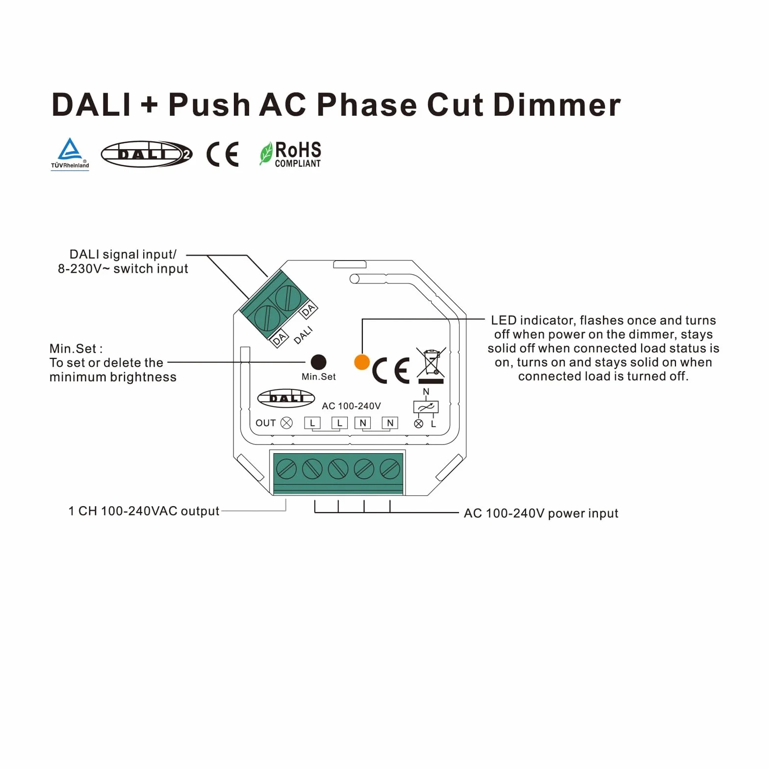 Mextronic DALI - Regulador de fase (SR-2303SAC-HP) 100-240 V CA