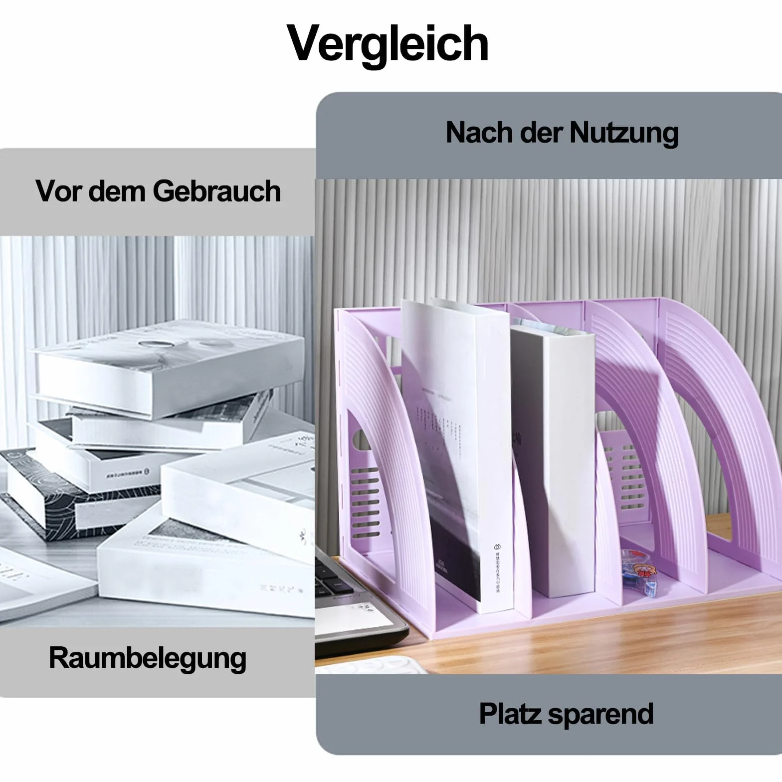 Archivador de Revistas Vertical A4 4 Compartimentos Plástico Escritorio