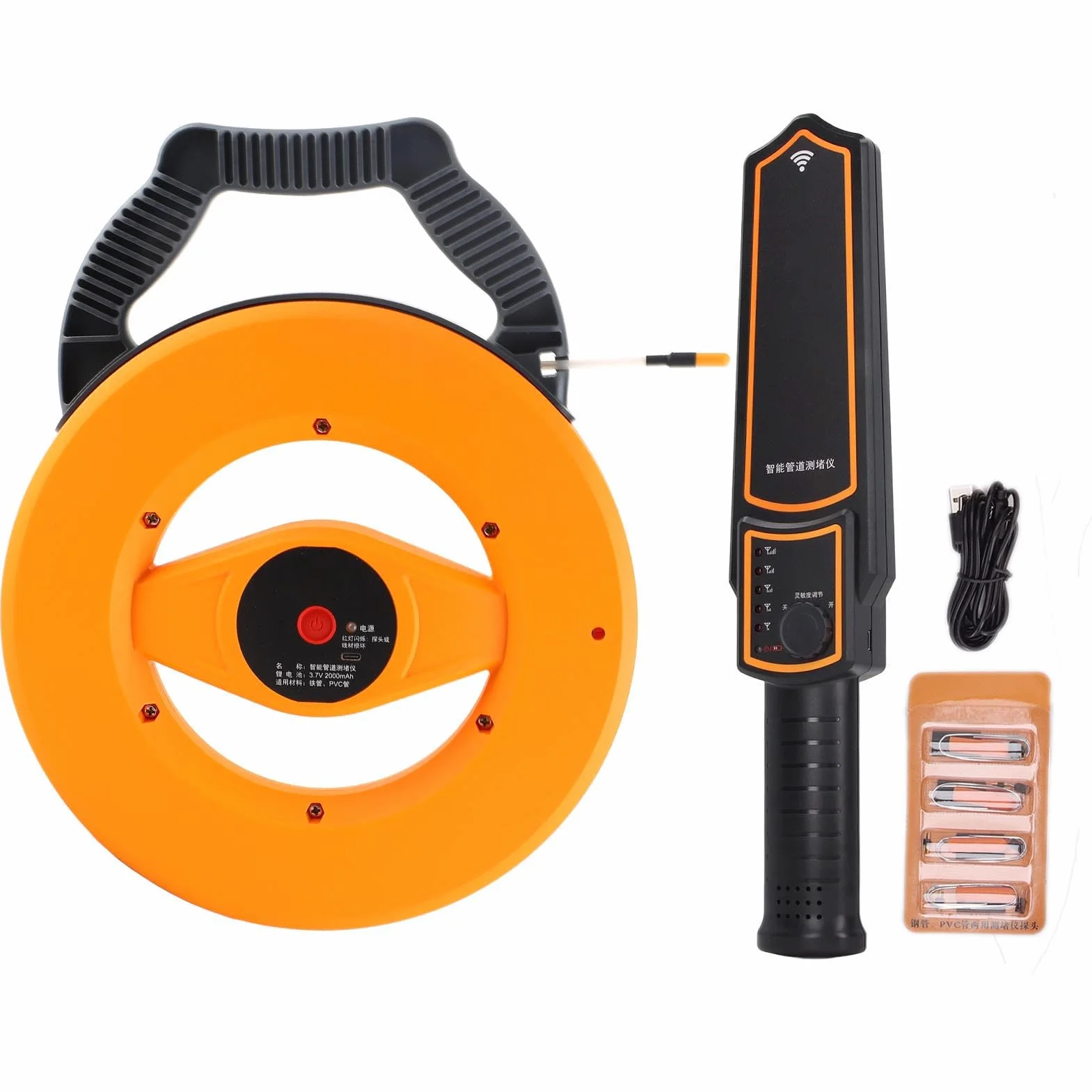 Localizador de Tuberías de Agua, Escáner de Bloqueo de Tuberías de 30M Detector de Tuberias PVC Metal con Sonda Impermeable
