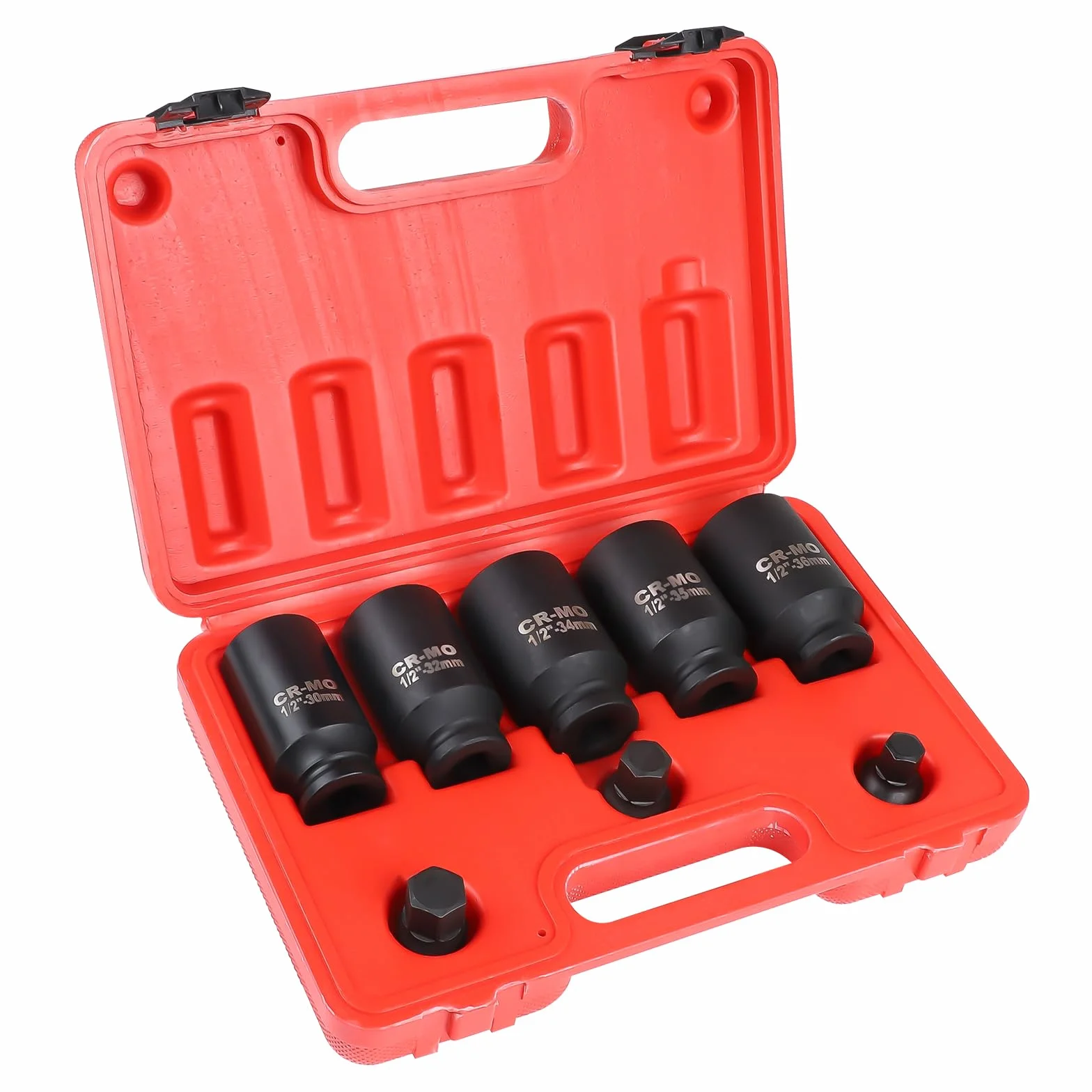 8 Piezas Juego de Llave de Vaso 1/2’’, 30 32 34 35 36 mm, Llaves de Vaso Impacto Hexagonal, Llaves de Vaso de Doce Caras, Juego de Tuercas Multidientes de Acero al Cromo Vanadio