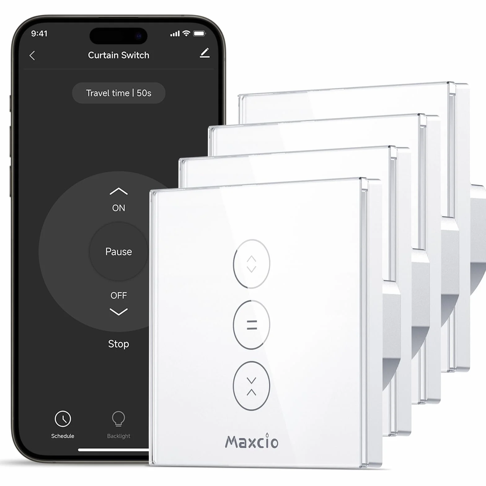 【LED Controlable】Alexa Interruptor Persiana, Maxcio Interruptor Wifi Compatible con Alexa y Google Home, Control de APP y Función de Temporizador, para Motor Persiana, Motor Tubular-4 Packs