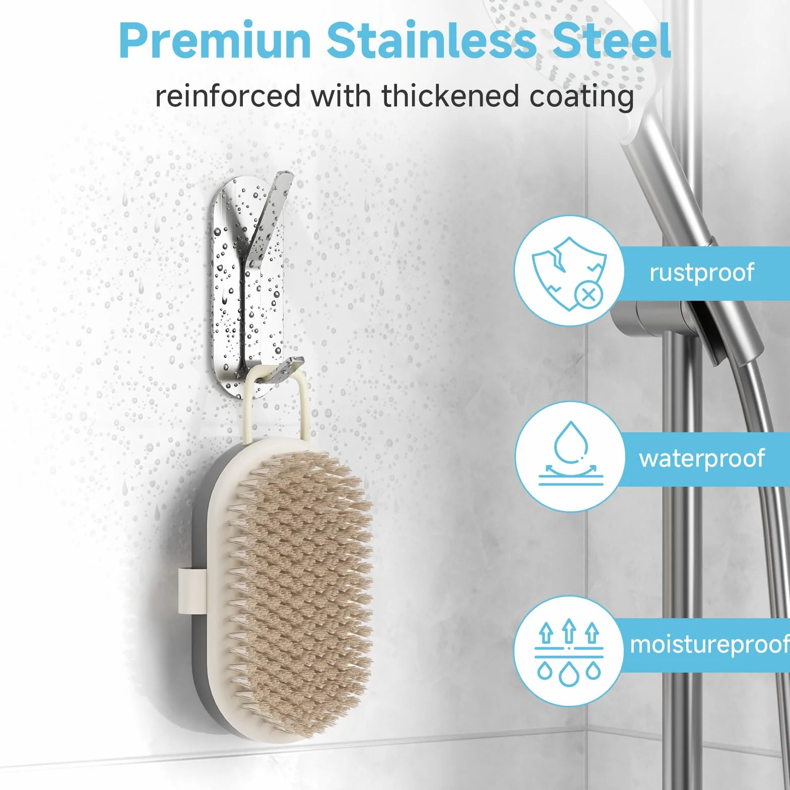 Alyvisun 5 Piezas Ganchos Adhesivos para Pared, Colgadores Adhesivos Resistentes de Acero Inoxidable, Ganchos de Pared sin Taladrar, Colgador Toalla para Baño Cocina Armario (Plata)