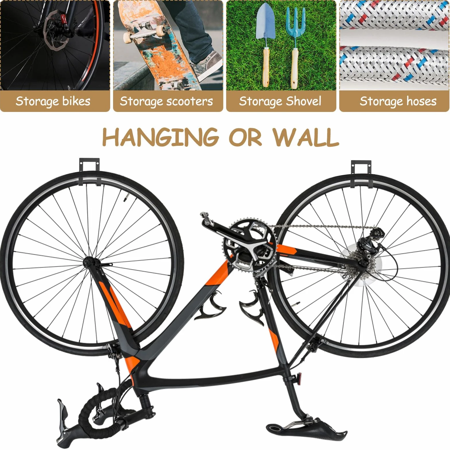 McBlast 6 PzsGanchos de Pared Pesados para Garaje, Ganchos Pared Garaje Doble, Colgador Bicicleta Pareds, Soporte Herramientas Pareds, Ganchos para Colgar Bicicletas, Gancho de Escaleras, Negro