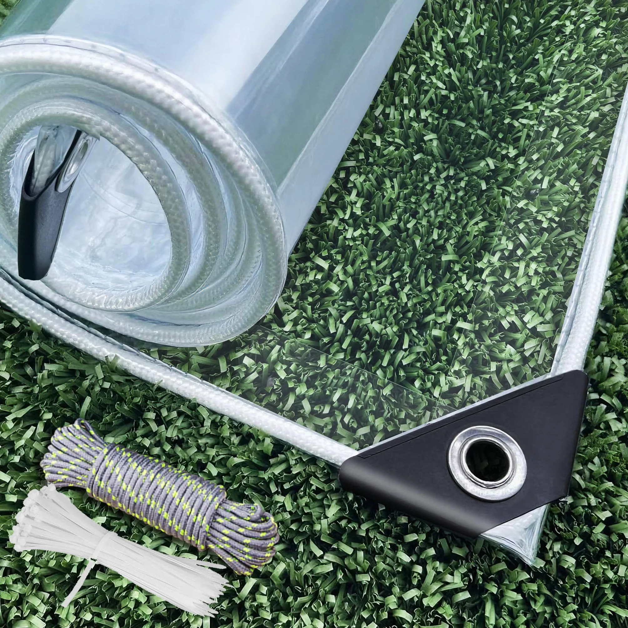 Dulepax Lona transparente impermeable resistente de 450 g/m² de PVC transparente con ojales, resistente al viento y a los desgarros para jardín, cenador, cerramiento de patio con bridas de cable (3x1m