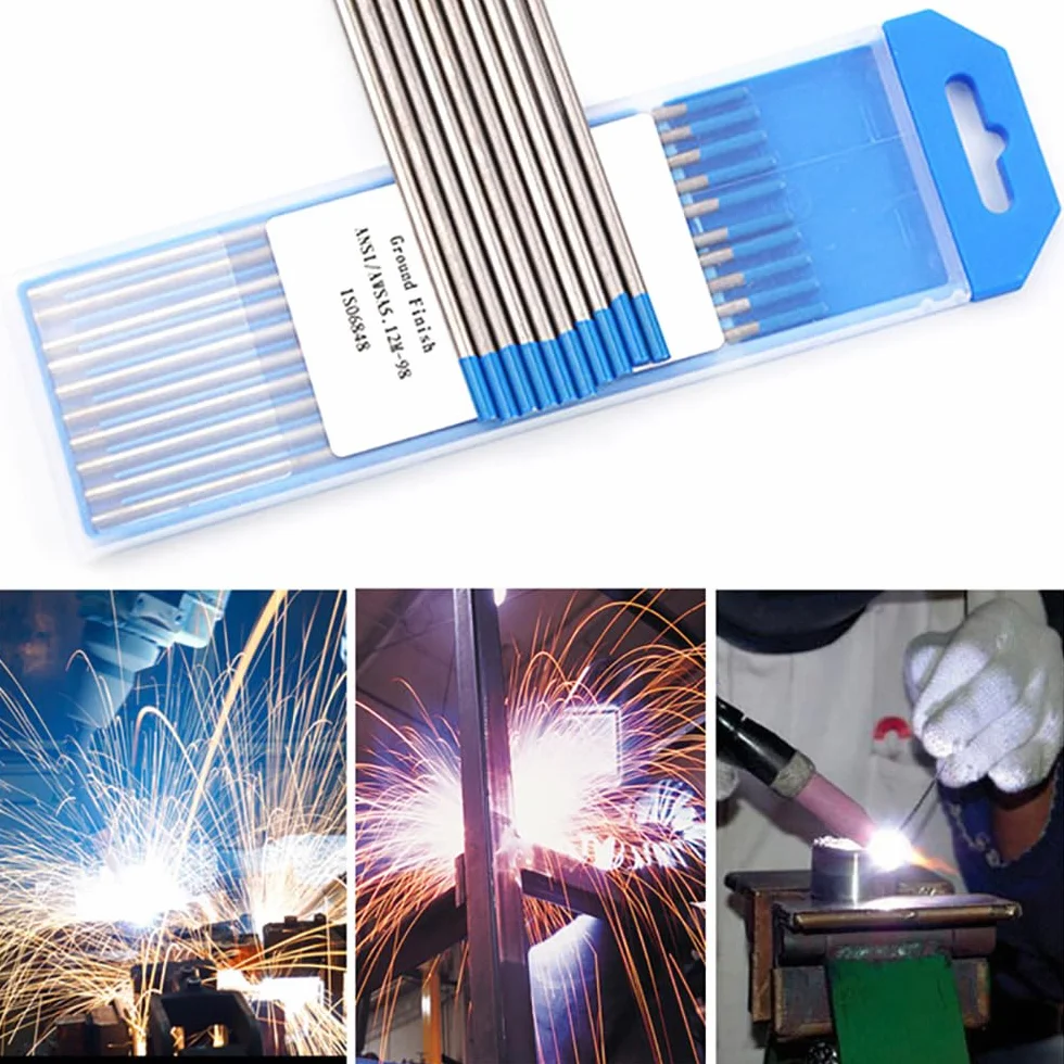 10 piezas de electrodos de tungsteno para soldar, varilla de electrodos de soldadura TIG de 2,4 * 150 mm, tungsteno circoniado WZ8 con punta blanca para aleación, aluminio, metal