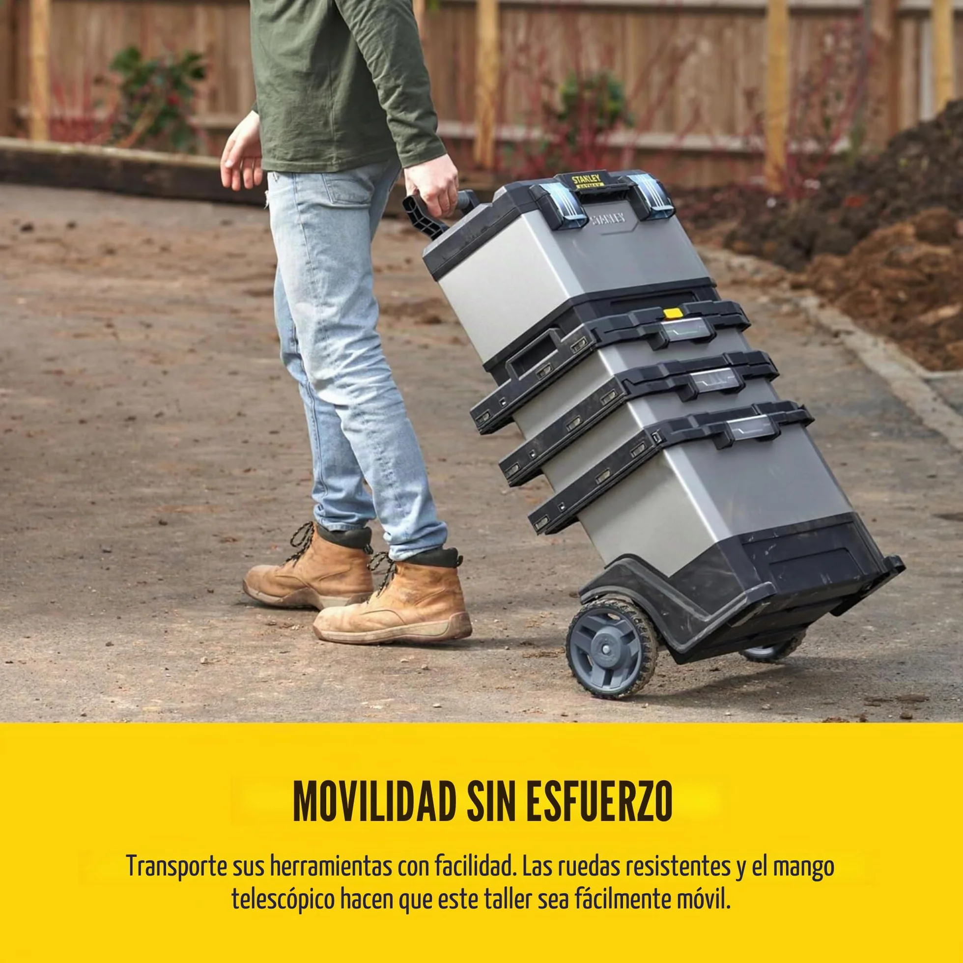STANLEY FATMAX Taller Móvil Metálico, Carro de Herramientas, Caja Versátil para Piezas Pequeñas y Grandes, Ruedas 17cm, Cierres Metálicos Antioxidantes, 1-95-622