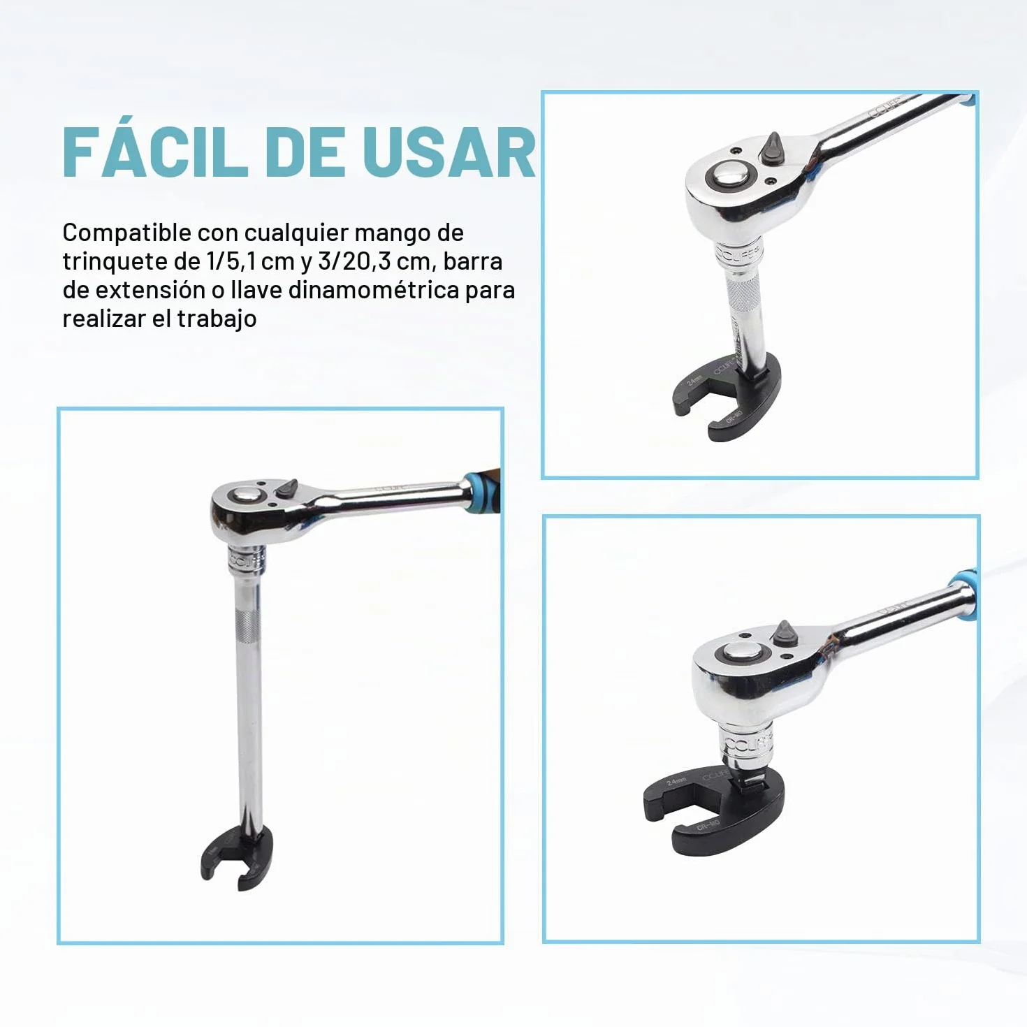 CCLIFE 15 piezas Juego de Llaves de Boca 3/8" 1/2" Llaves Crowfoot, 8-24 mm
