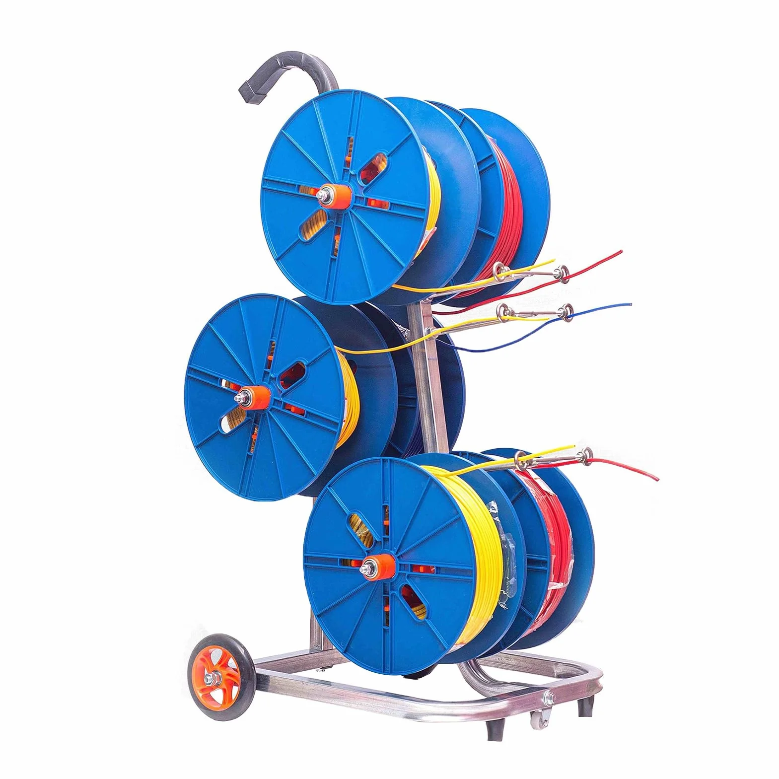 Organizador portátil de cables y mangueras, estante de carrete resistente para almacenamiento, solución antienredos para cables de extensión, mangueras de jardín, cables