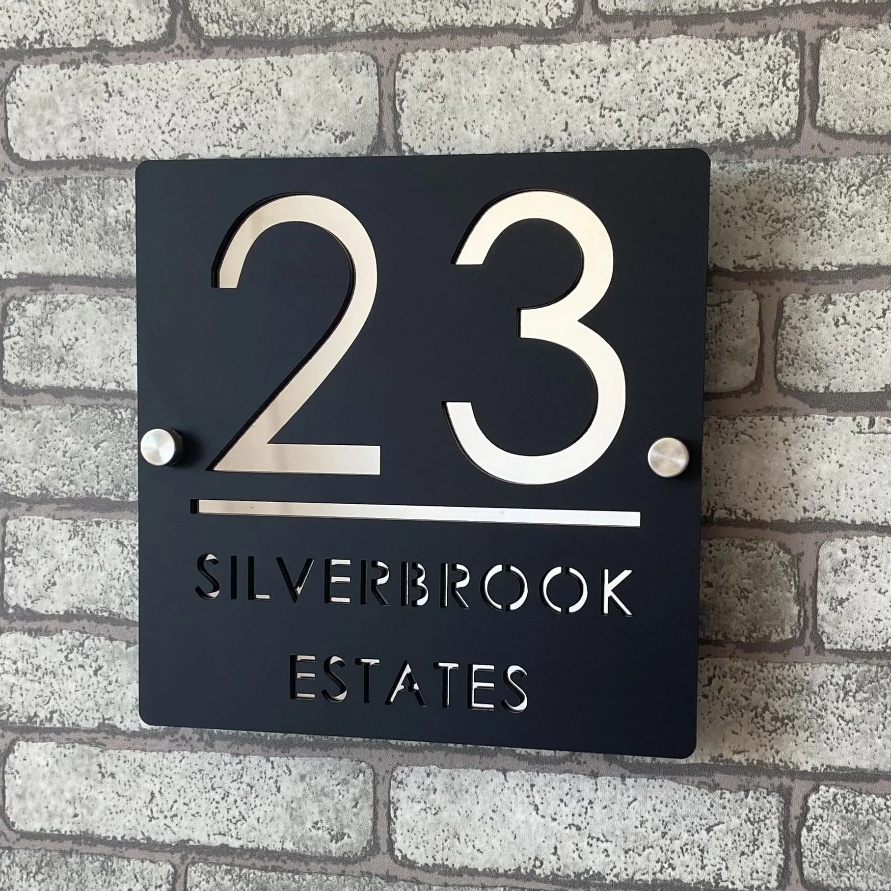 Placa de Número de Casa Personalizada 3D en Acrílico Negro y Plateado, Números Flotantes, Señalización Resistente al Clima para Puerta Interior y Exterior, Ideal para Hogar, Hotel, Apartamento, Tienda