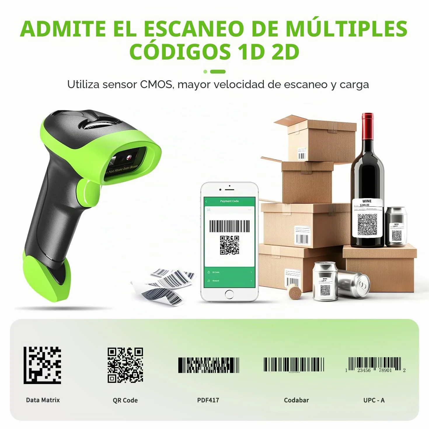 NetumScan Escáner de Código de Barras Inalámbrico Bluetooth 1D 2D QR NSL8BL