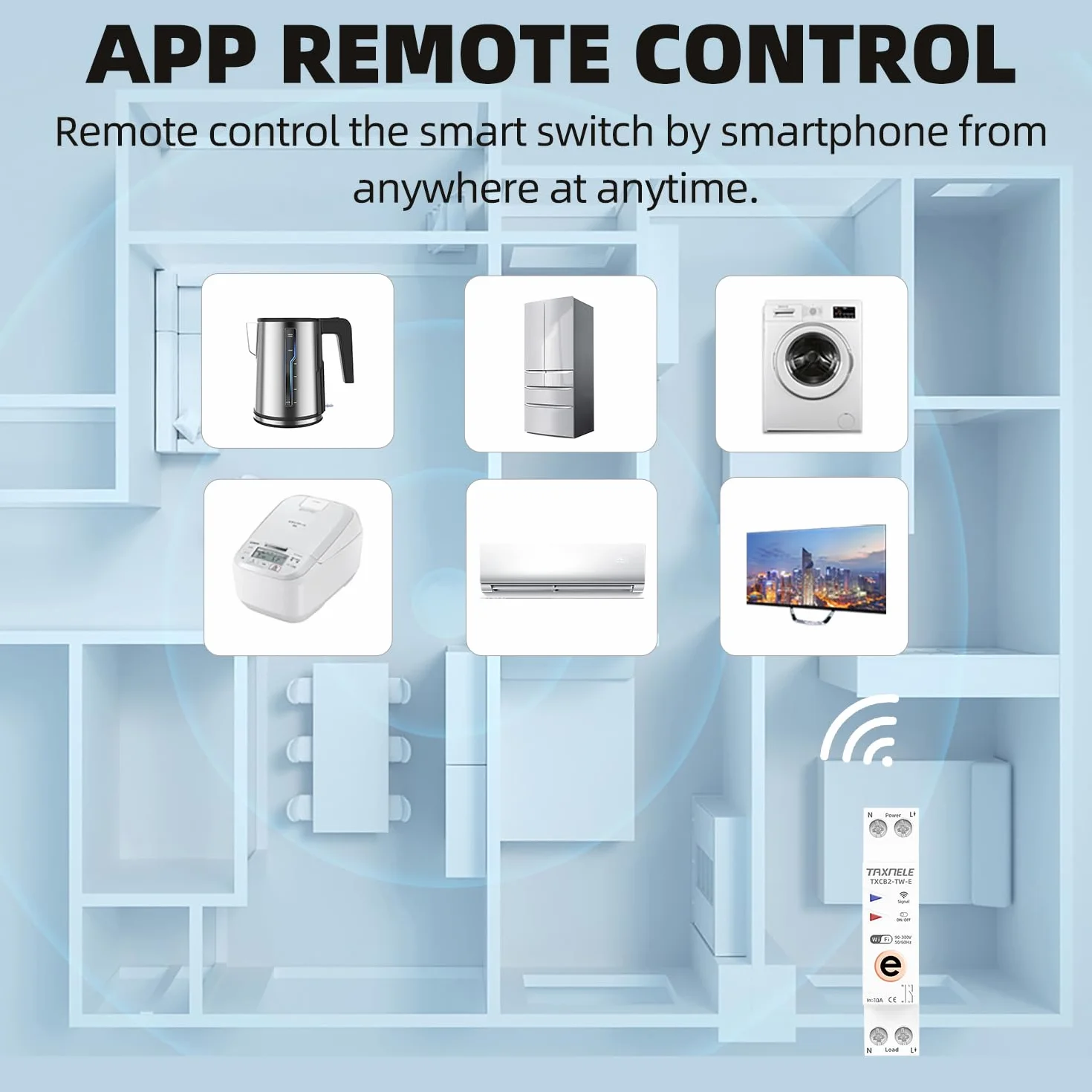Ewelink WiFi Smart disyuntor Switch Time Relay Temporizador 1P + n 10a 16a 202a 25a 32a 40a 63a 110v 220V Control de Voz Remoto inalámbrico(10A)