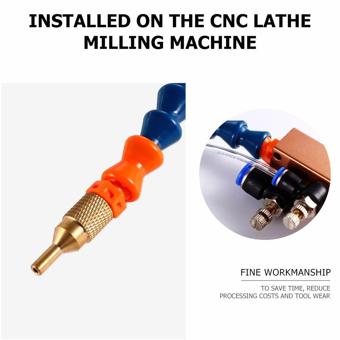 Boquilla de Lubricación para Torno Cnc 8 MM Sistema de Pulverización de Refrigerante de Niebla Ajustable Accesorio para Fresado y Taladrado Compatible Tubería Color Aleatorio