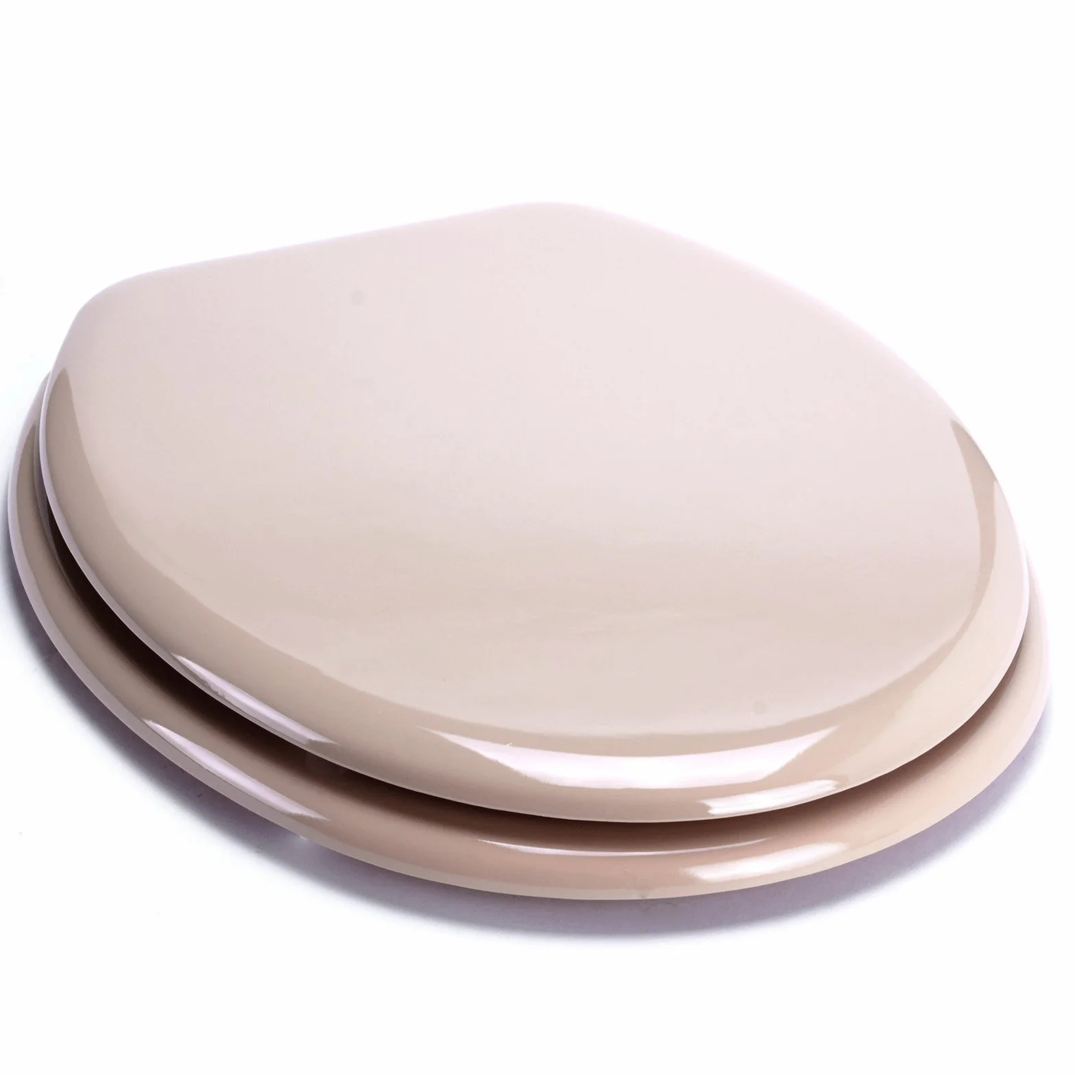 MSV - Asiento de inodoro CLÉO MDF - Bisagras de acero inoxidable - Brillante - Ø 370 x 450 mm - Beige - Elegancia y comodidad para el baño - Fácil instalación y limpieza