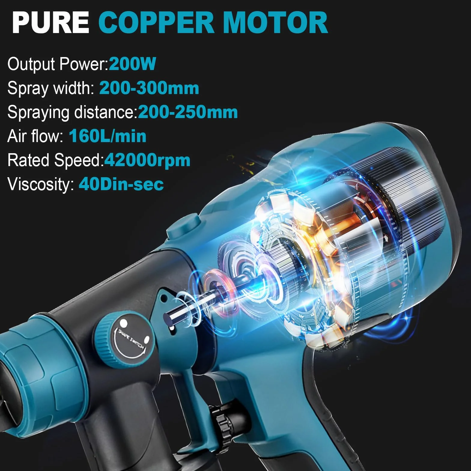 Pulverizador de pintura inalámbrico compatible con batería Makita de 18 V, pistola eléctrica de mano con 4 boquillas, 3 patrones de pulverización, recipiente de 1000 ml, para paredes y muebles