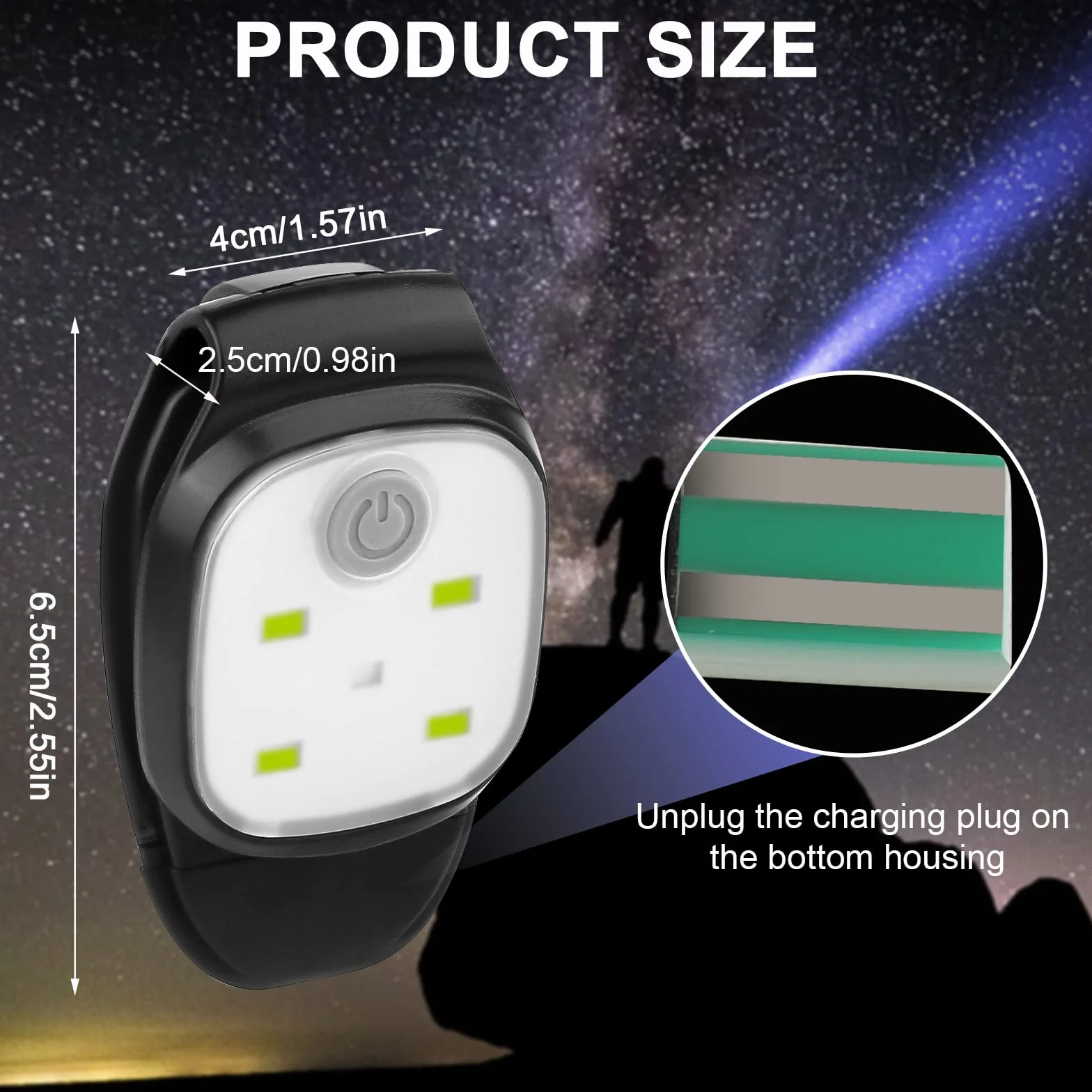 2 Piezas Linterna Manos Libres, Linterna Frontal LED con Clip, Luces de Seguridad para la Noche, Recargable por USB, 4 Modos de Iluminación, para Noche para Correr, Cámping, Pasear al Perr