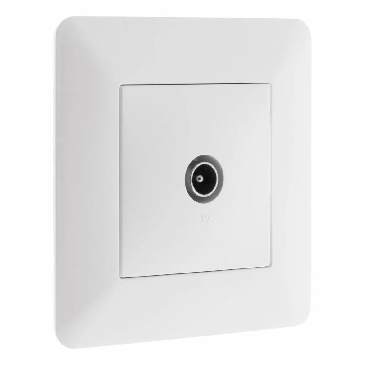 Zenitech - Toma de TV Ø9,52 mm - Equipamiento Empotrado - Motor Compacto para Fácil Cableado, Frontal Ajustable - Compatible con Caja de Empotrar - Placa 86 x 86 mm - Blanco