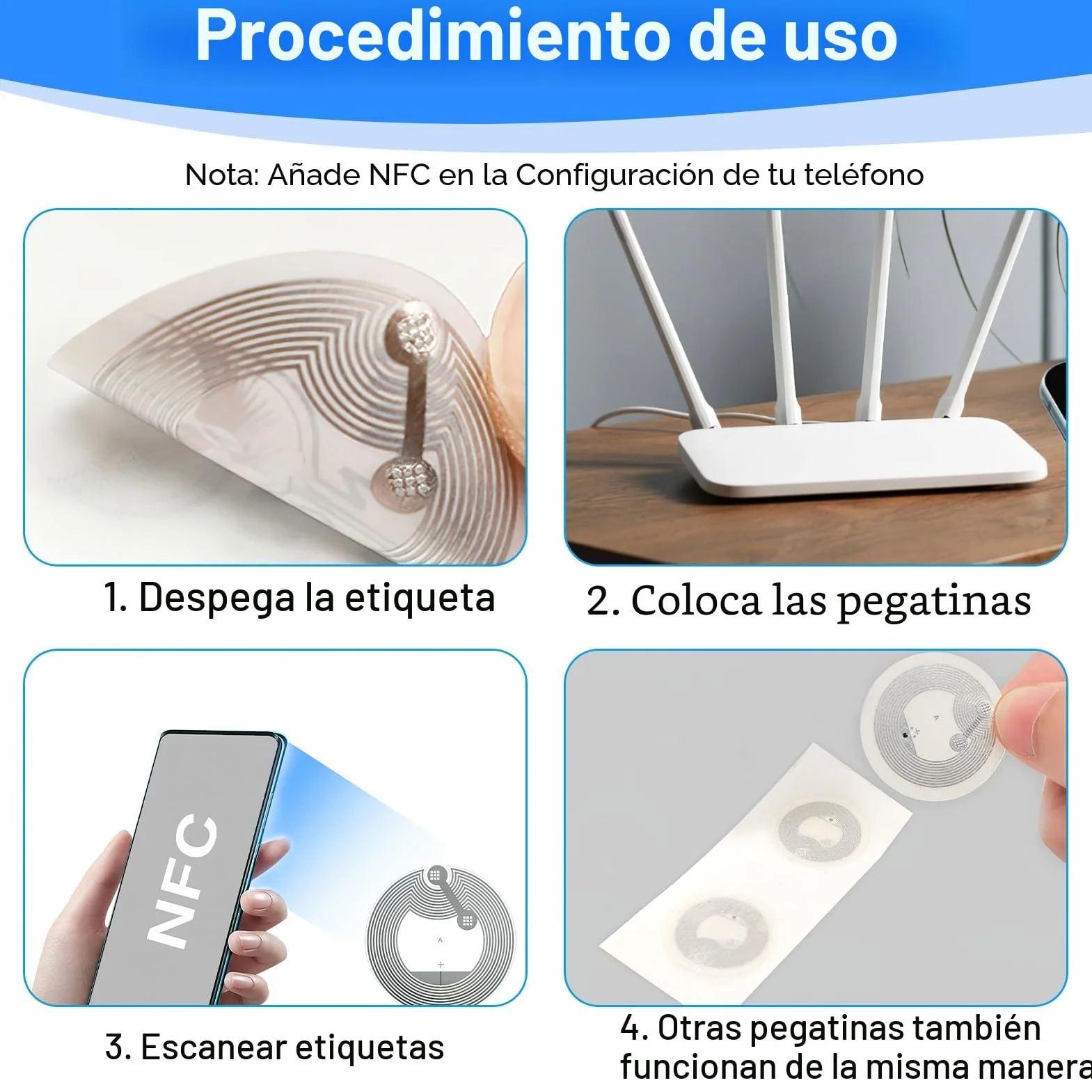 Pegatinas NFC Ntag213 regrabables 144 bytes para iPhone iOS Android