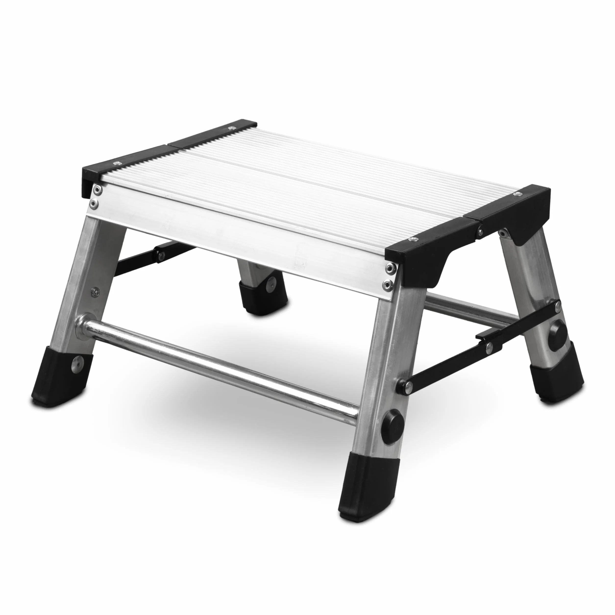 Siwitec Escalera de 1 escalón, taburete de aluminio resistente hasta 150 kg, plataforma plegable para camping, cocina y baño, certificado TÜV