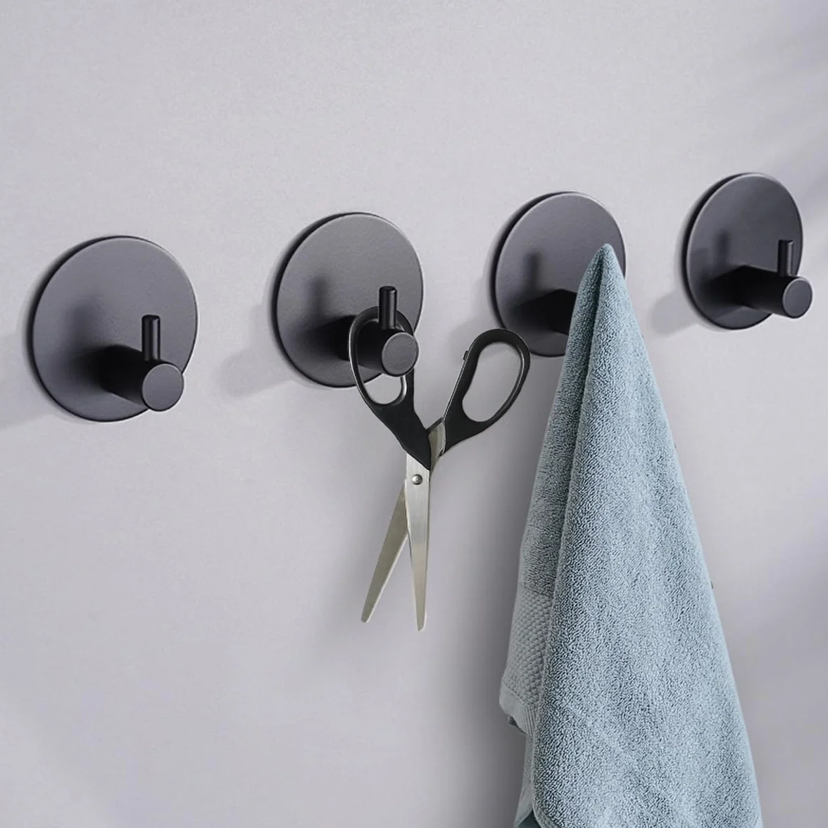 Drenky Colgadores Adhesivos Resistentes 2 Piezas, Colgador Adhesivo Sin Taladro Ganchos Adhesivos Para Pared Acero Inoxidable 304 Perchas Adhesivas Con Almohadillas Adhesivas Para Cocina Y Baño Negro
