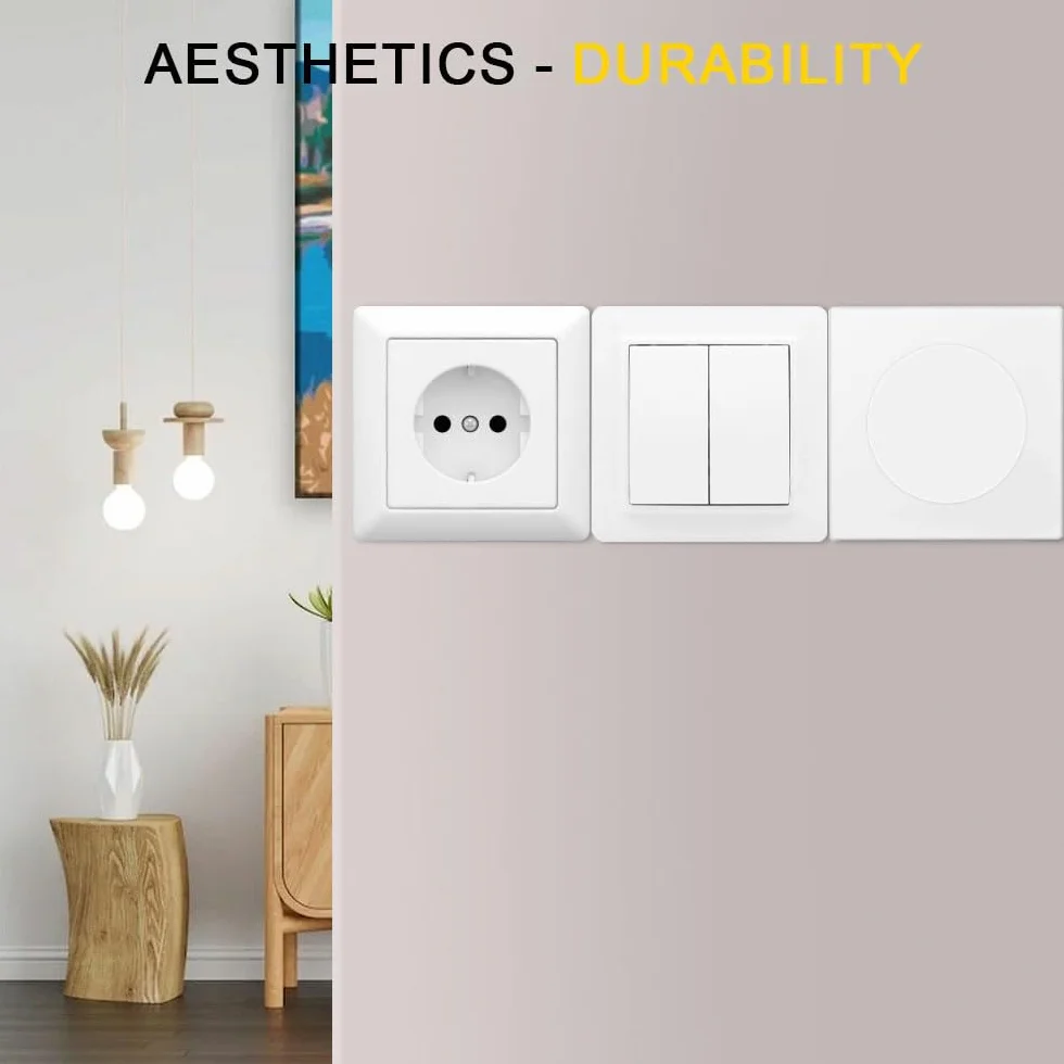2Pcs Placa de Pared Decorativa,86 x 86 mm, Autoadhesivas Tapa Ciega Enchufe Pared, Cubierta para Enchufes con Orificio Extraíble para Enchufes o Interruptores no Utilizados(Blanco)