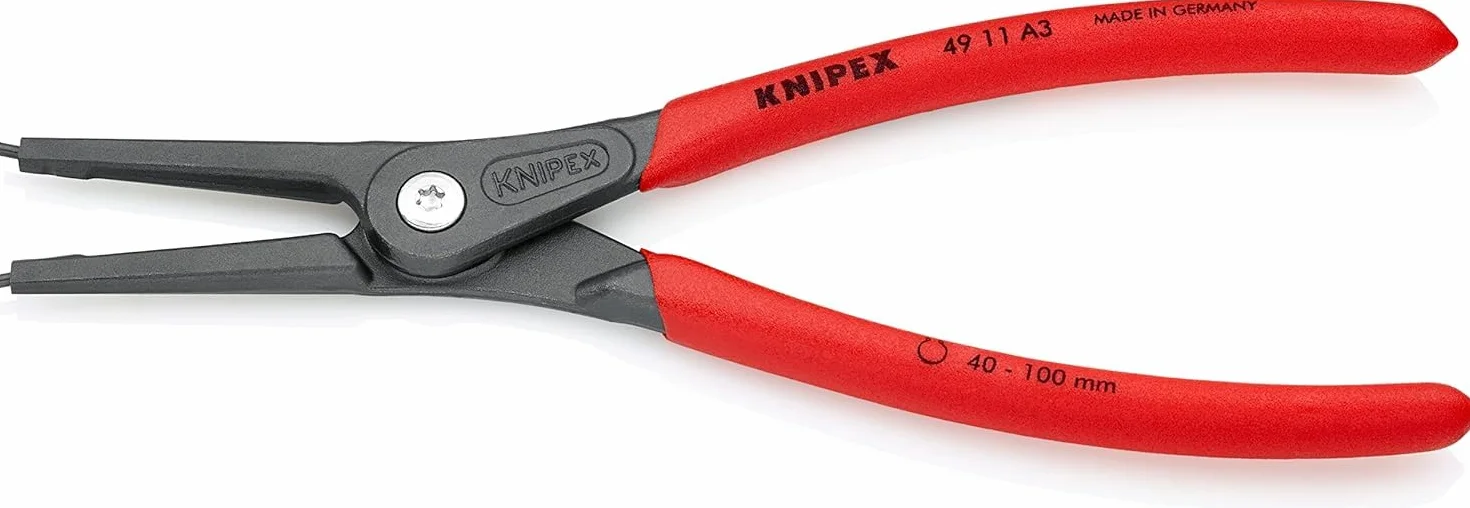KNIPEX Alicate de precisión para arandelas para arandelas exteriores de ejes Mangos plasticos por inmersión, 49 11 A3