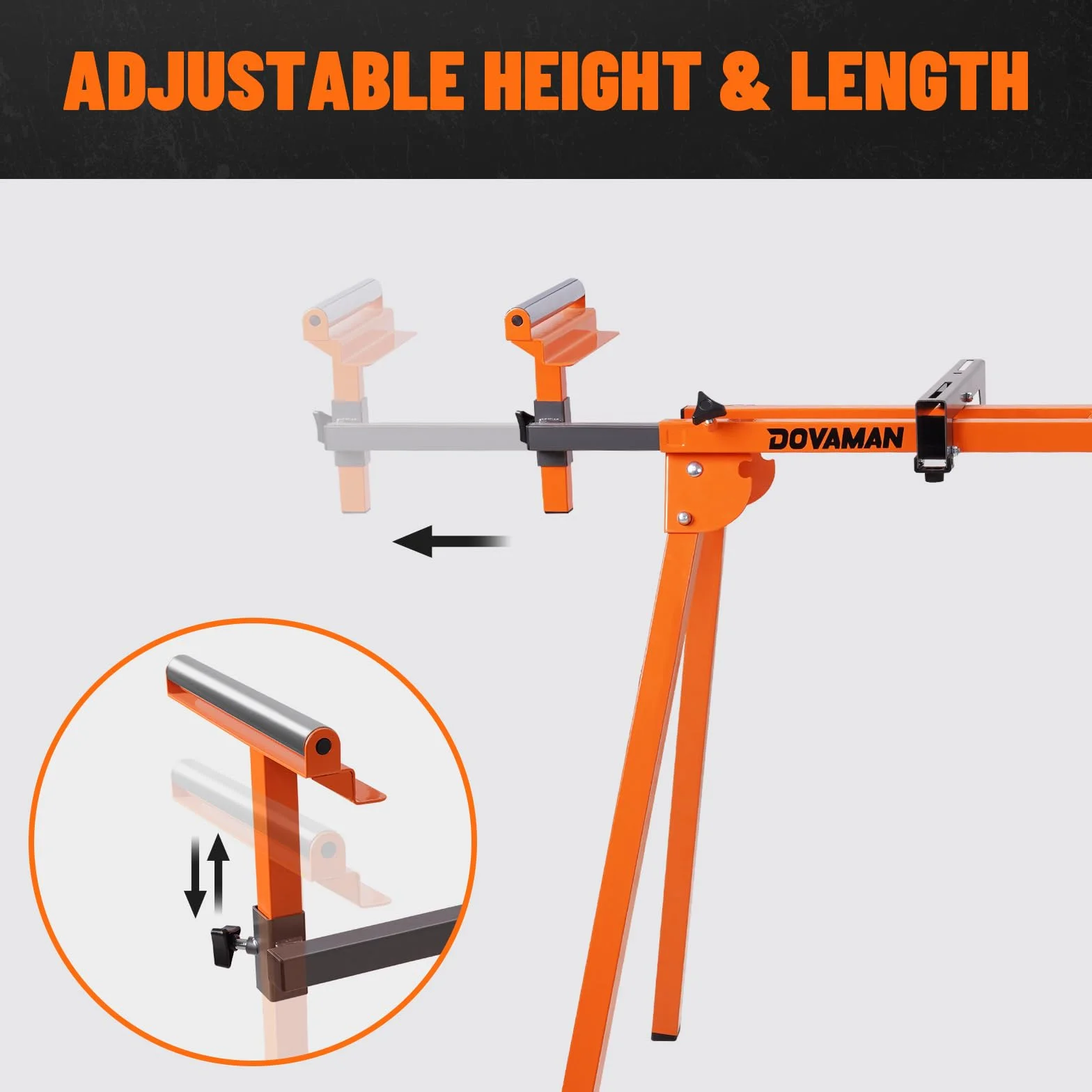 DOVAMAN MS01A Soporte para Ingletadoras 150 kg Carril Deslizante 1980 mm Plegado Rápido