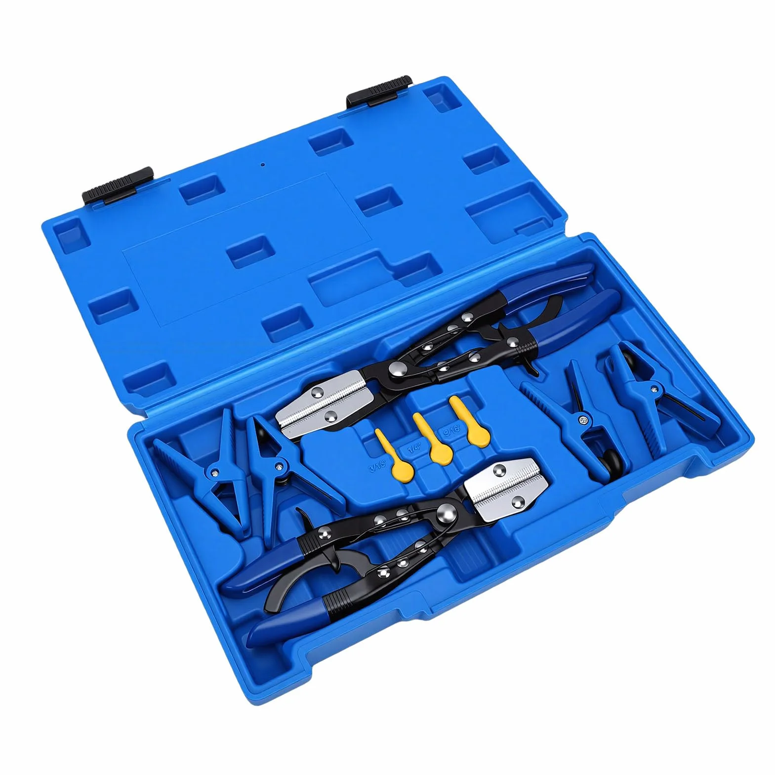 Master Line Stopper Set Versátil 9 Piezas Alicates para Abrazaderas de Línea de y Caja Herramientas Sellado para Mantenimiento Automotriz Caucho Negro Metal