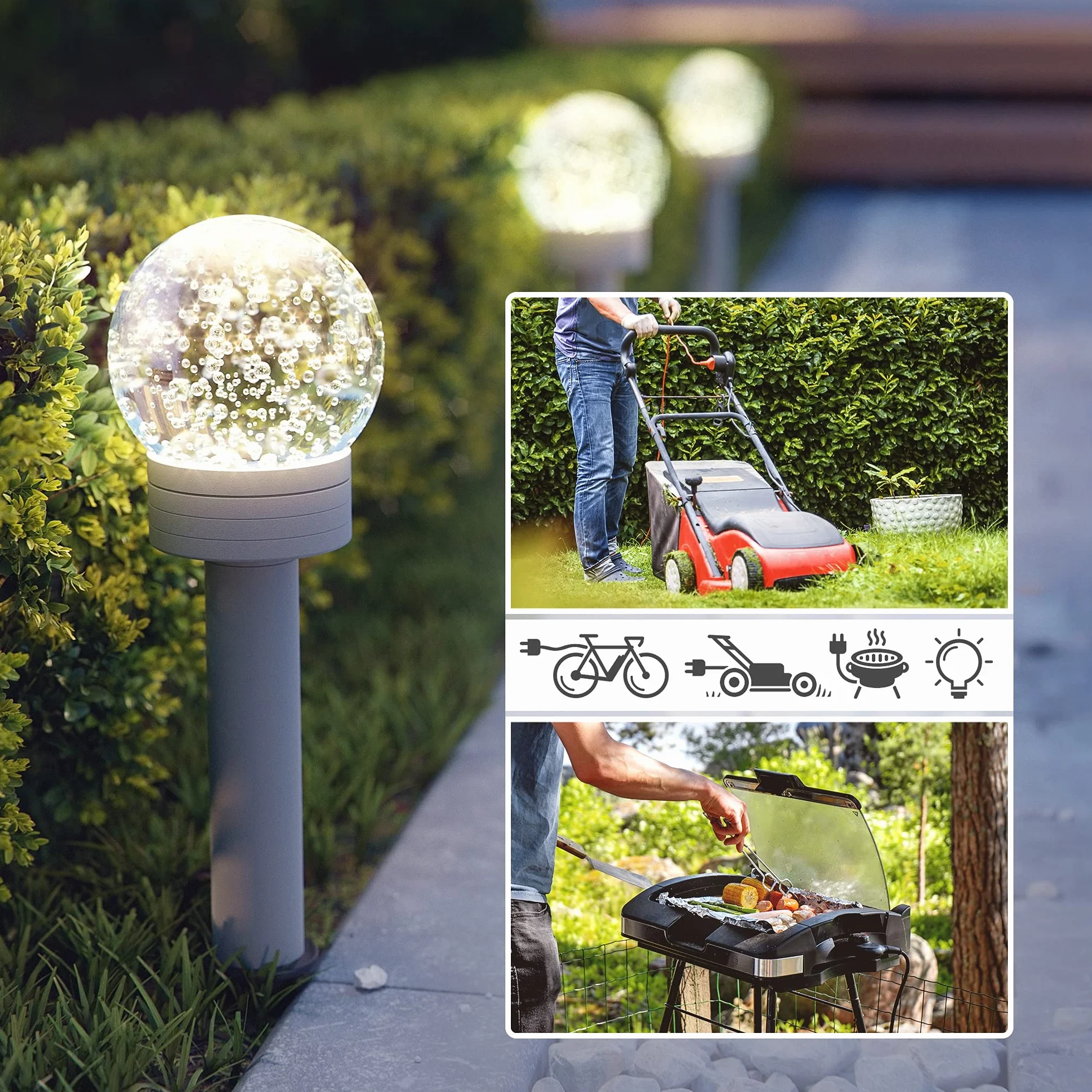 ledscom.de 2 pzas. Toma de jardín Pilar POMI para Exterior, IP44, 2 vías, Acero Inoxidable, Antracita, Cuadrada, 23 cm