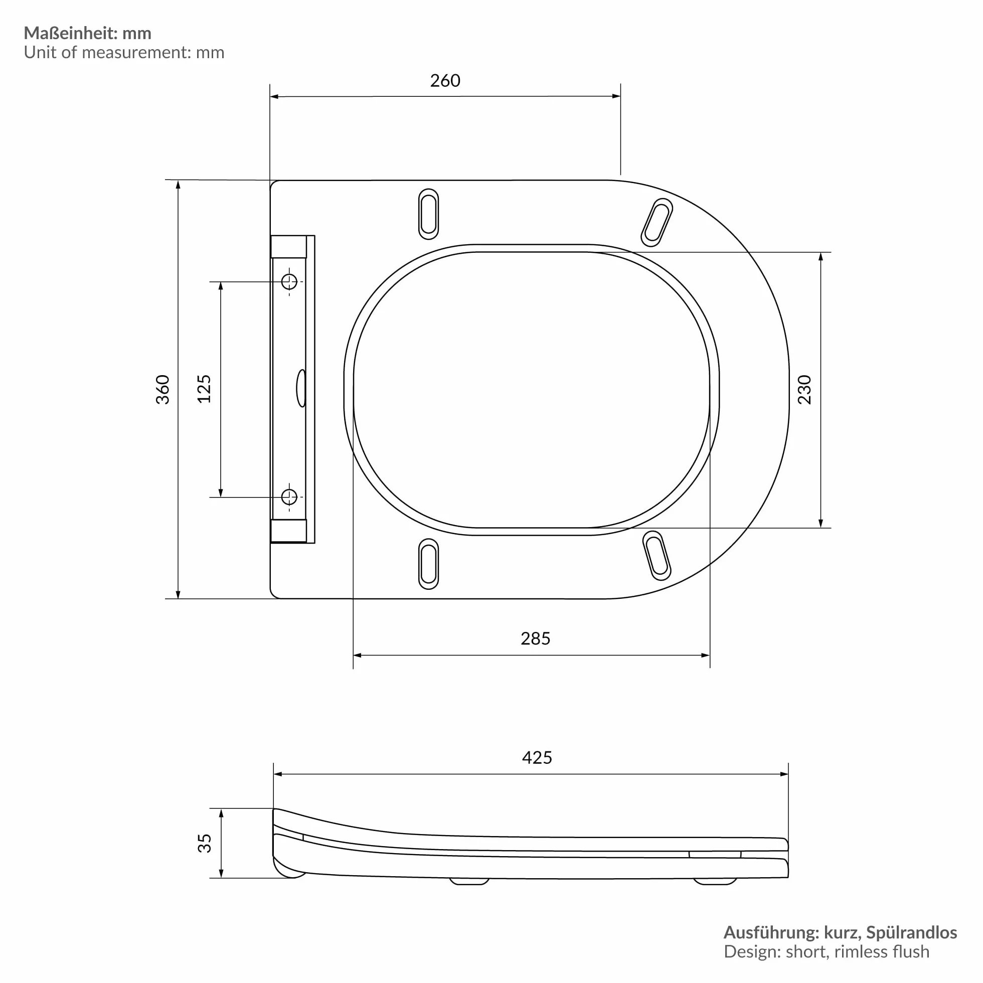 LuxeBath WC Cerámico Suspendido Corto 49cm con Función de Bidé con Nanorecubrimiento, Inodoro Colgante Blanco Mate sin Cisterna, Asiento de WC Extraíble con Softclose en Duroplast Bajada Automática