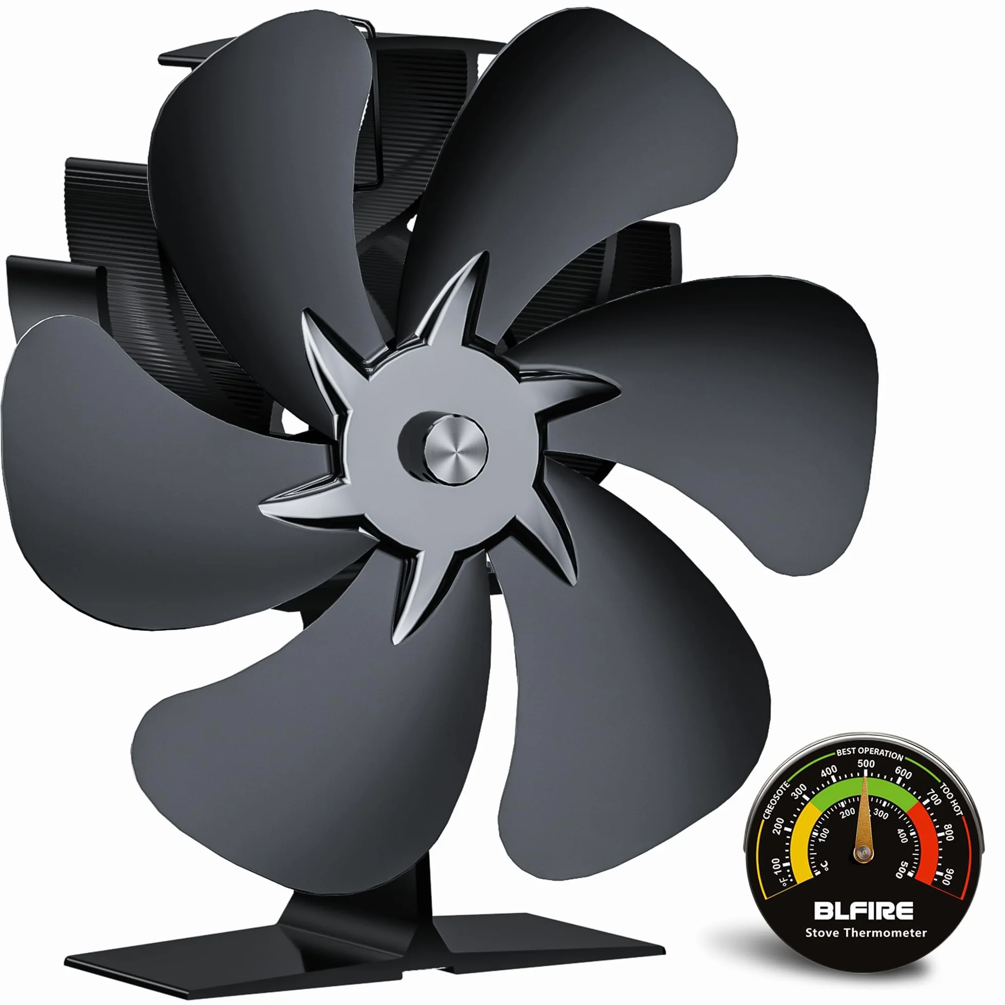 Ventilador de estufa de leña alimentado por calor | Ventilador activado por calor no eléctrico para quemador de leña | Accesorios de estufa