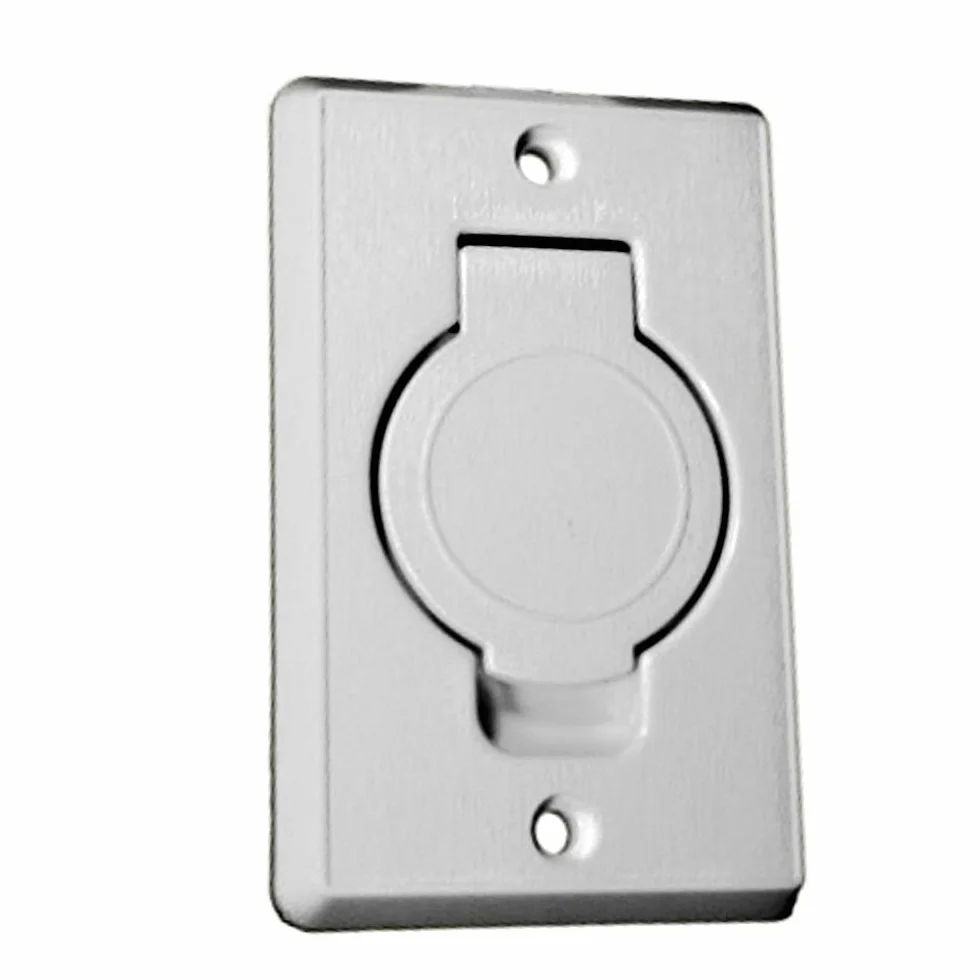 Plastiflex Toma de succión Rectangular con Tapa Redonda, Color Blanco, Toma Central para aspiradora, 78 x 123 mm, 2 Pines de Contacto, Apertura: 36-38 mm