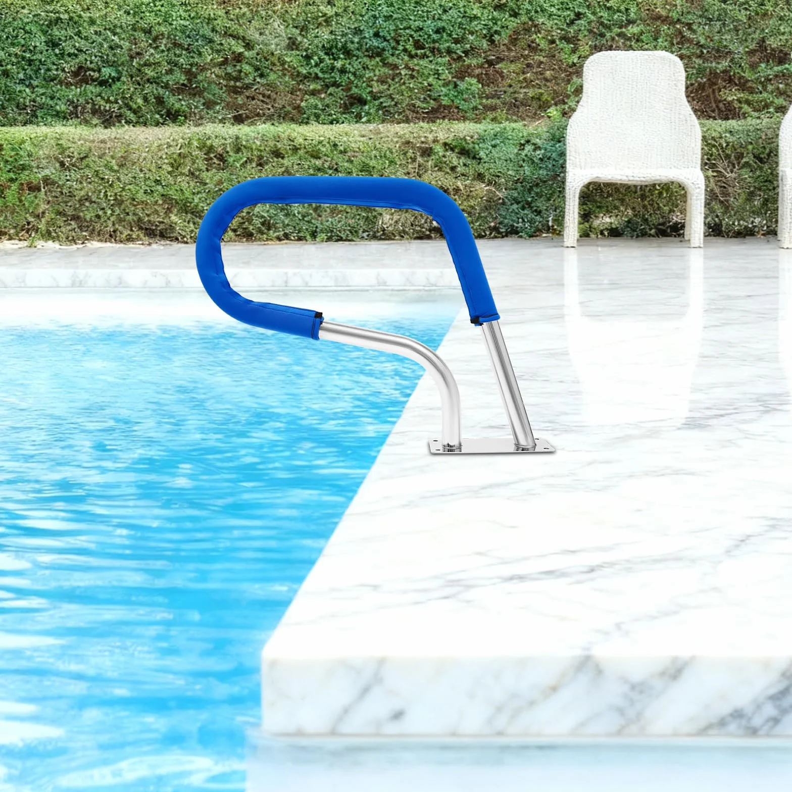 Pasamanos de piscina de acero inoxidable 304, mango estable con cubierta de neopreno, ayuda de entrada de hasta 120 kg, para piscinas interiores y exteriores