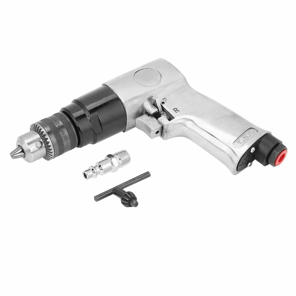 Taladro de aire reversible Jadeshay, 10 mm, 3/8 pulgadas, 1700 rpm, con llave y conector, portabrocas neumáticos