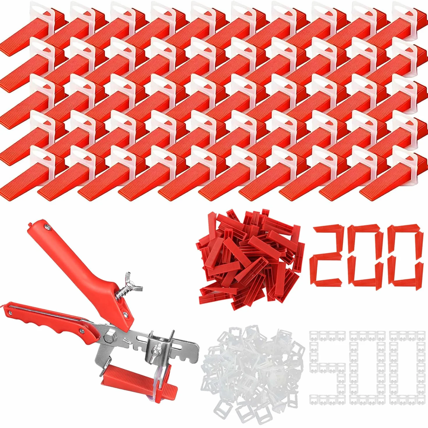 701 Piezas 2mm Niveladores de Azulejos 200 Cuñas Niveladoras Suelo 500 Cuñas Azulejos Kit Sistema Nivelacion Pinza en Forma de Cuña