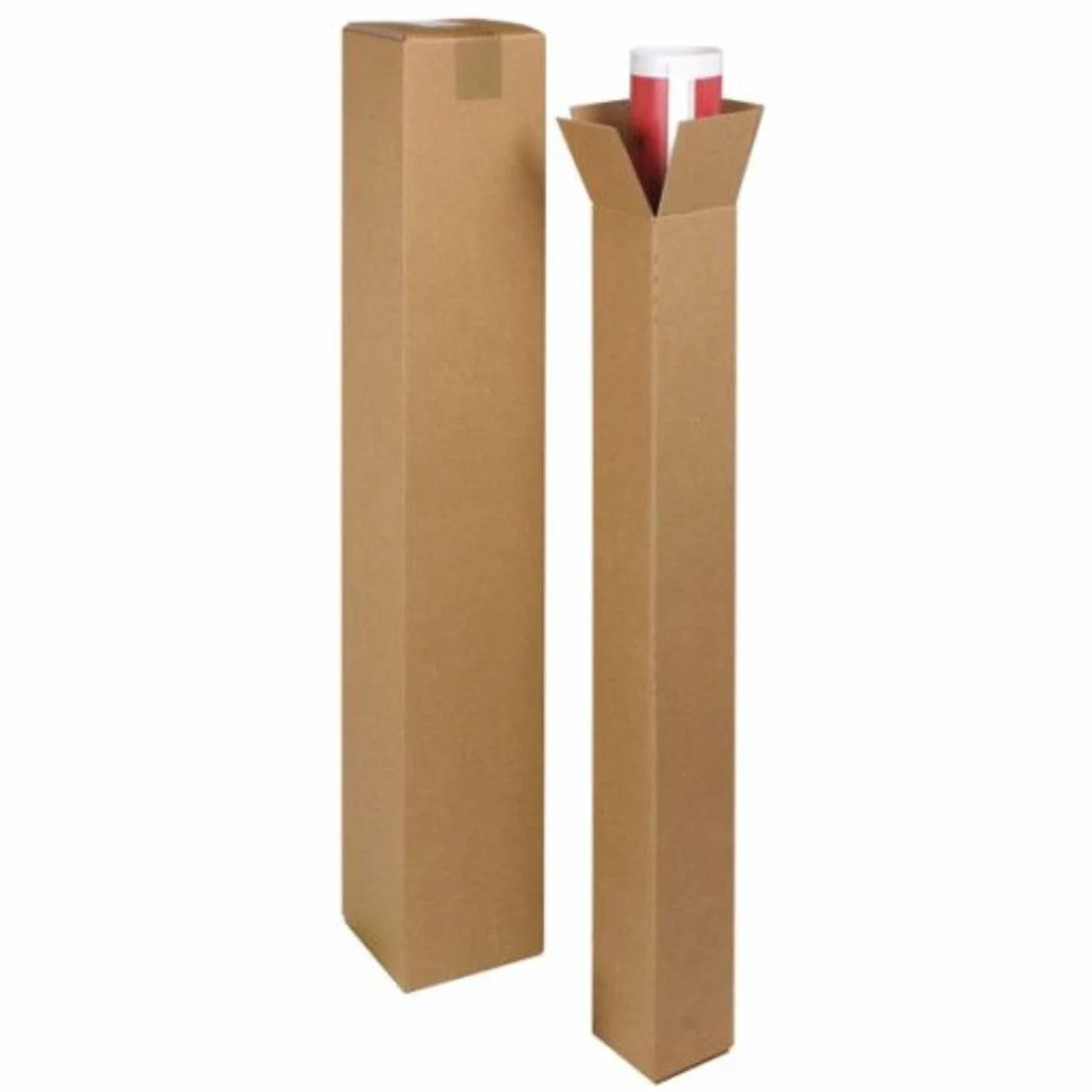 Tubo cuadrado cartón rígido envío Lote 10 cajas 120x10x10 cm Marrón FSC