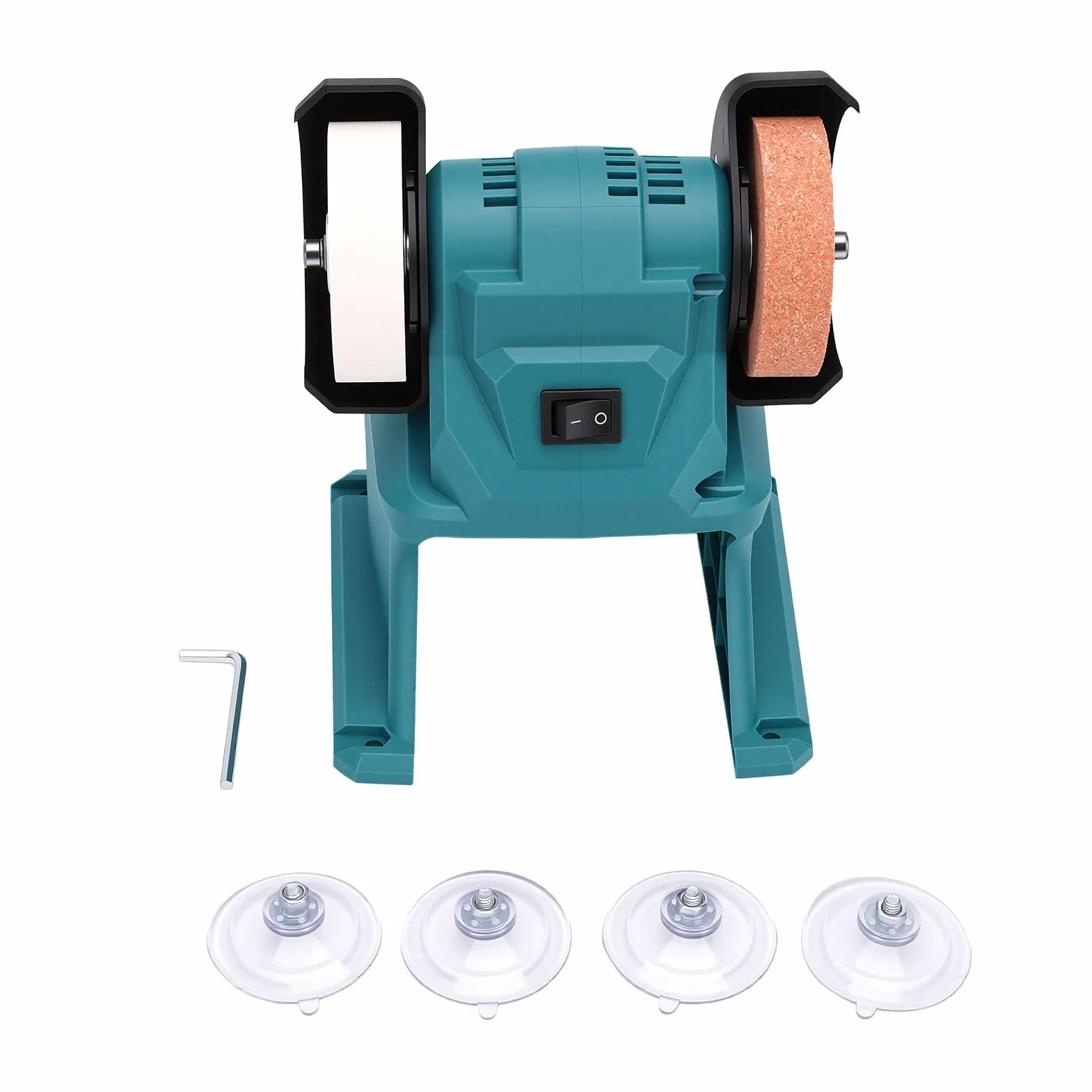 Eujgoov Amoladora de Banco con Batería de Litio, Esmeriladora de Banco 5500RPM Motor de Cobre de Imán Permanente Muelas de 70 Mm con Protector Metálico de 3 Mm, for Afilado Pulido y