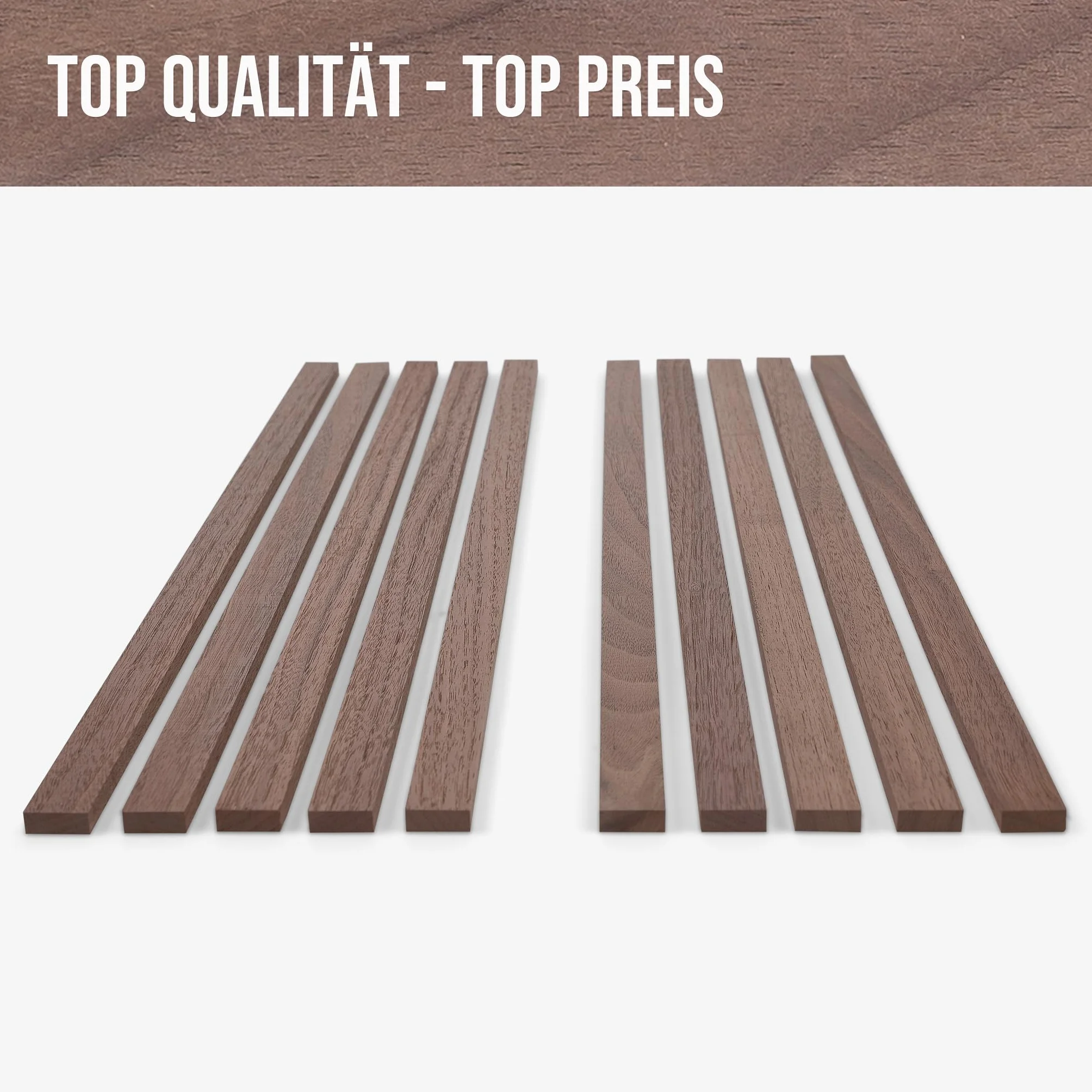 Juego de 10 listones de madera de nogal cepillado, 500 × 25 × 8 mm, listones de madera maciza natural y listos para pegar, para construcción de muebles y construcción de interiores