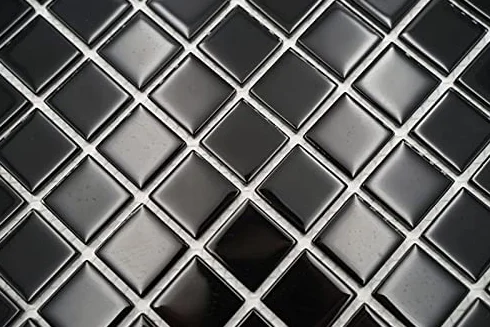 MOS60-0304 - Azulejos de mosaico de cristal traslúcido, color negro