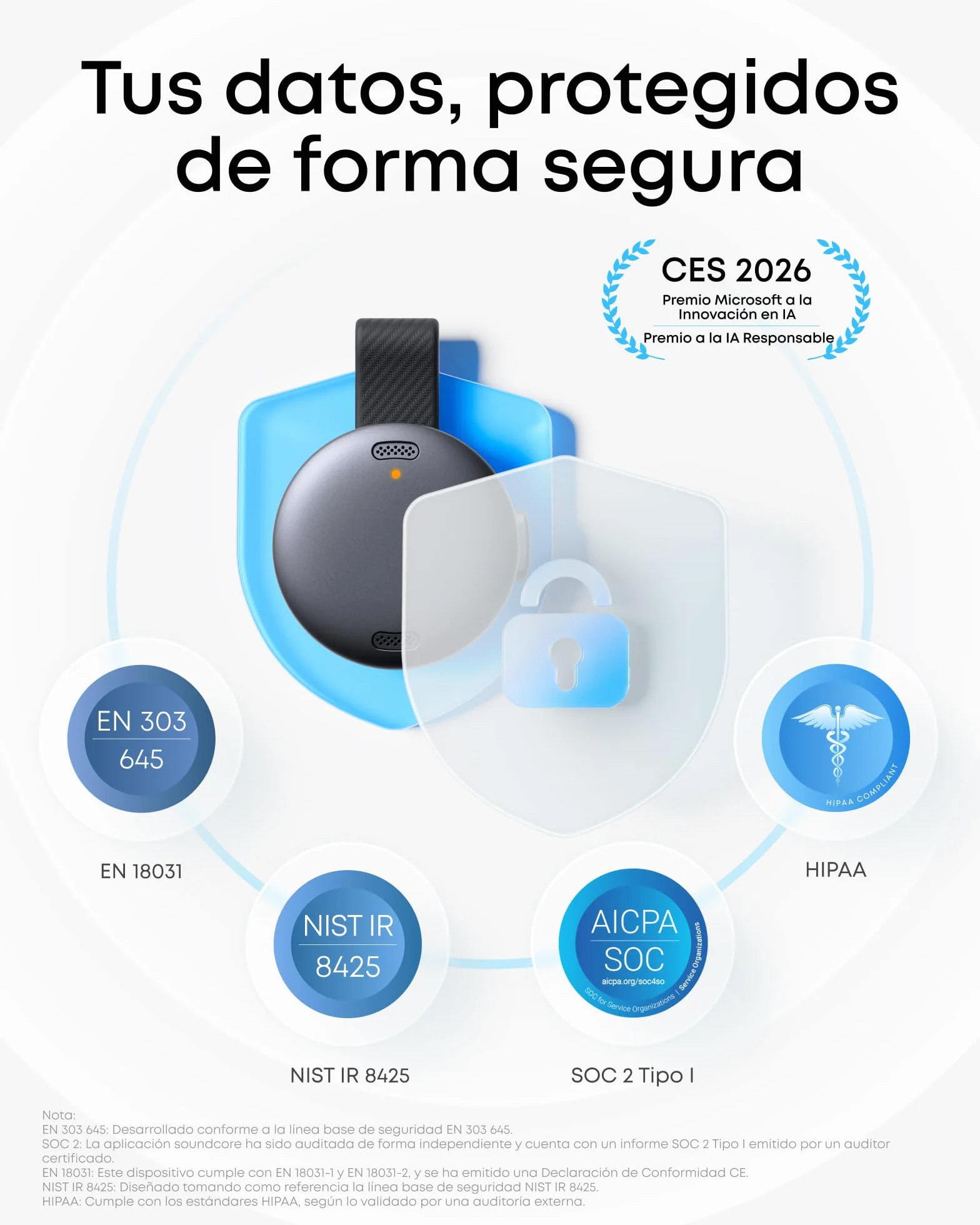 Soundcore Anker Grabadora de Voz Portátil 8GB USB-C Transcripción IA Certificación MFi