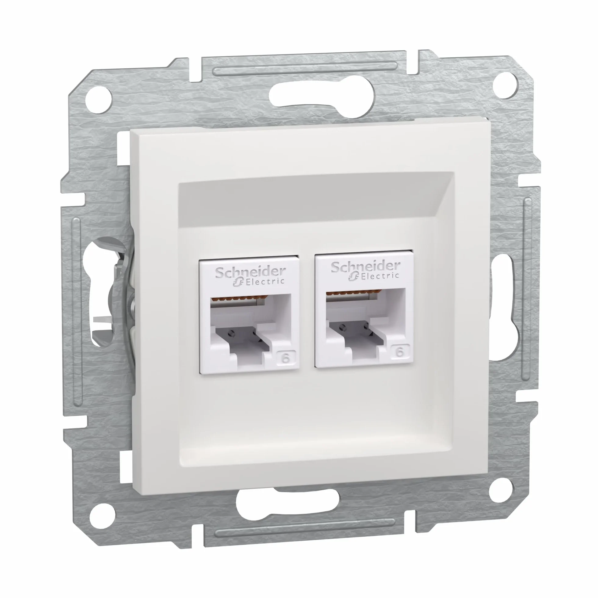 Schneider Electric Asfora EPH4870121D RJ45 Cat.6e - Enchufe de red (2 enchufes, conector de datos, IDC), color blanco