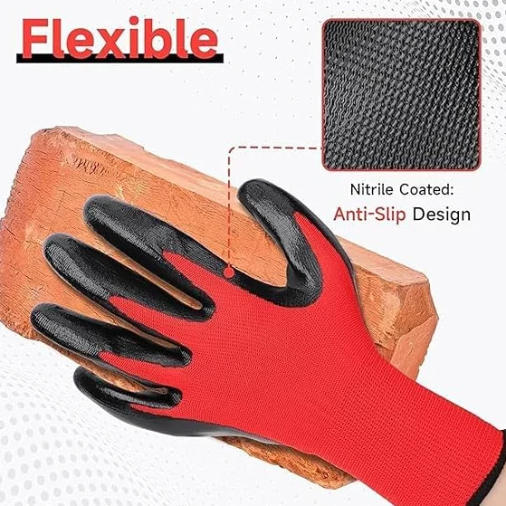 50 Pares Guantes de Trabajo,Guante Trabajo Hombre y Mujer,Guantes Recubrimiento de Naylon PU,Guantes Antideslizantes,Guantes Jardineria,Guantes para Industria Protección Mecánica e Industrial