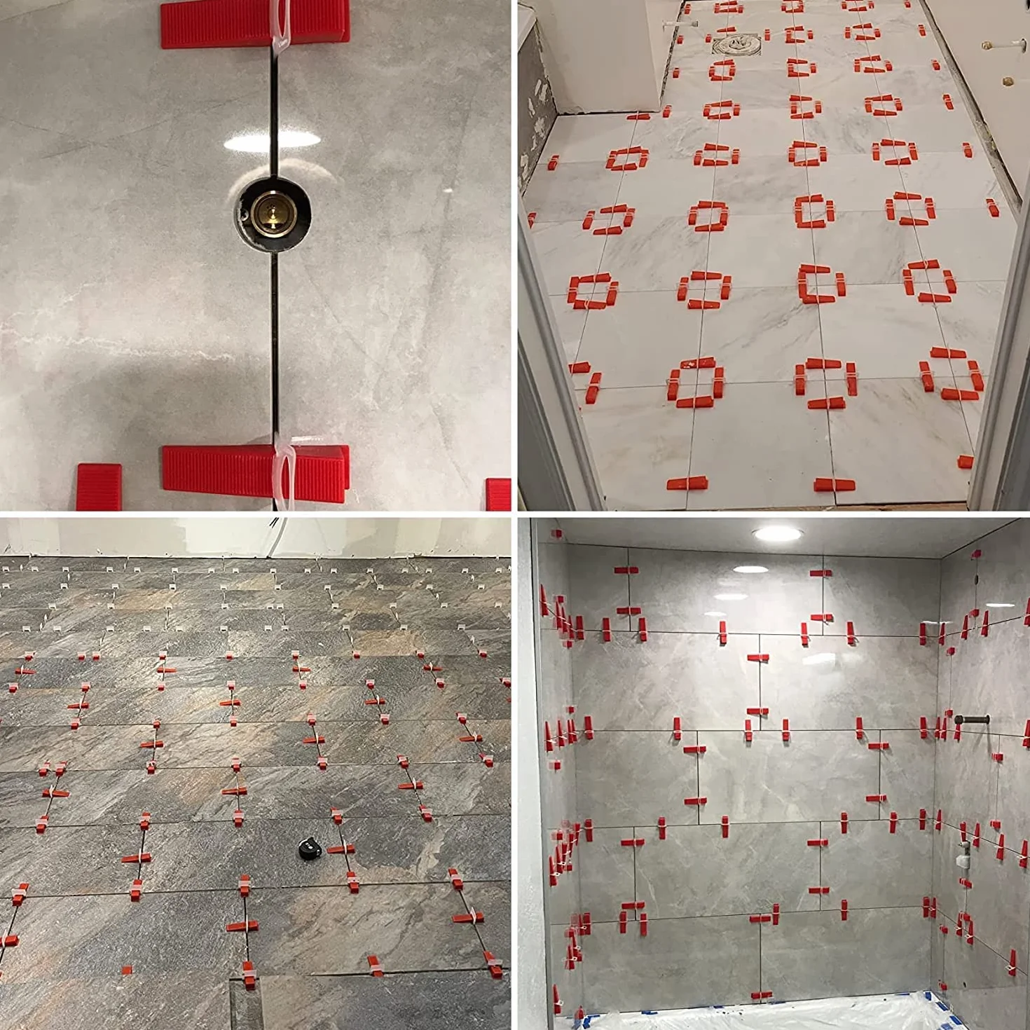 Sistema de nivelación de azulejos,400 lengüetas de1.5 mm, 100 piezas reutilizables cuñas y 1 alicate de instalación, güetas para azulejos con un grosor de 3 a 12 mm.