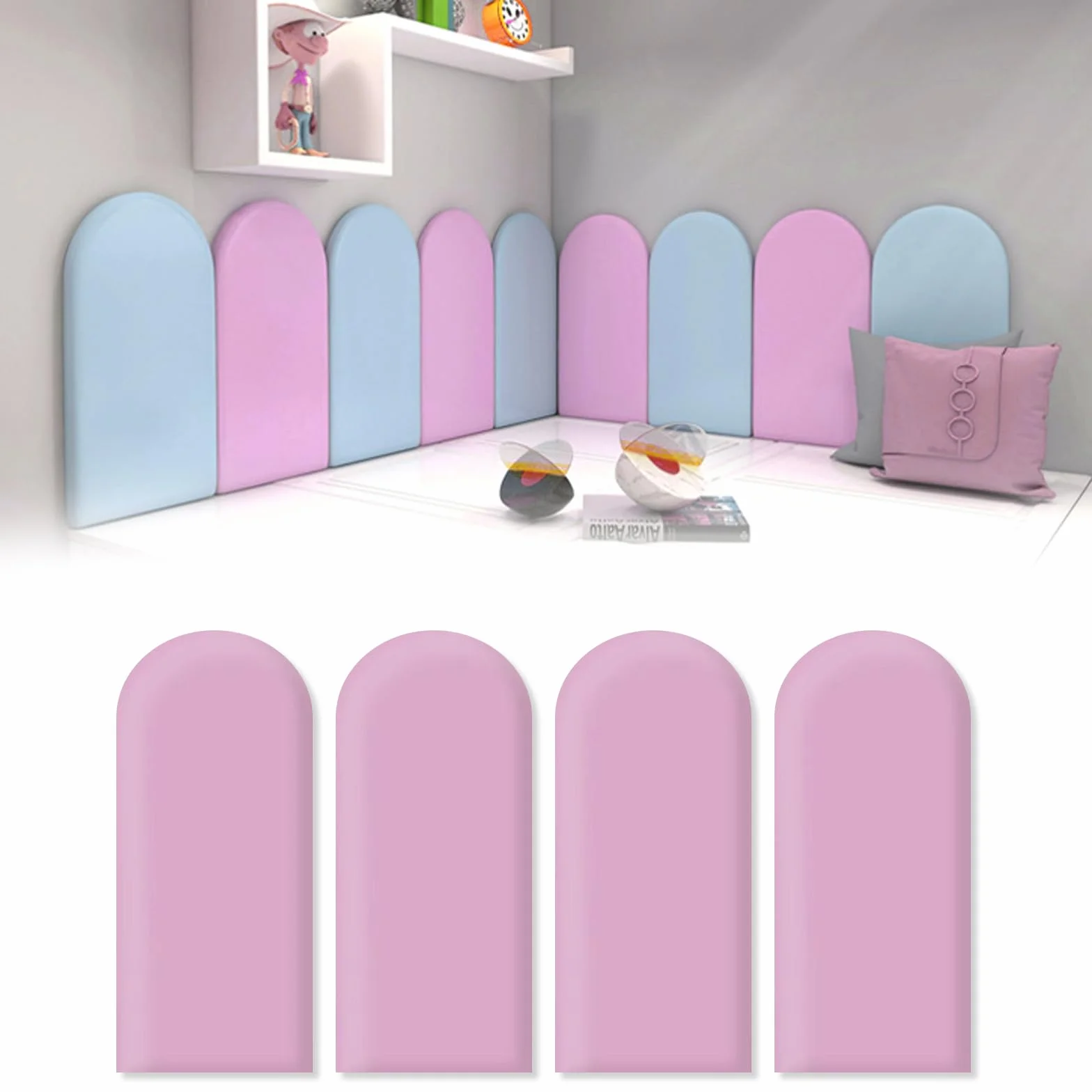 Paneles murales 3D adhesivos de poliuretano impermeables para habitación infantil, acolchados, cojín para colgar en la cabecera, cama